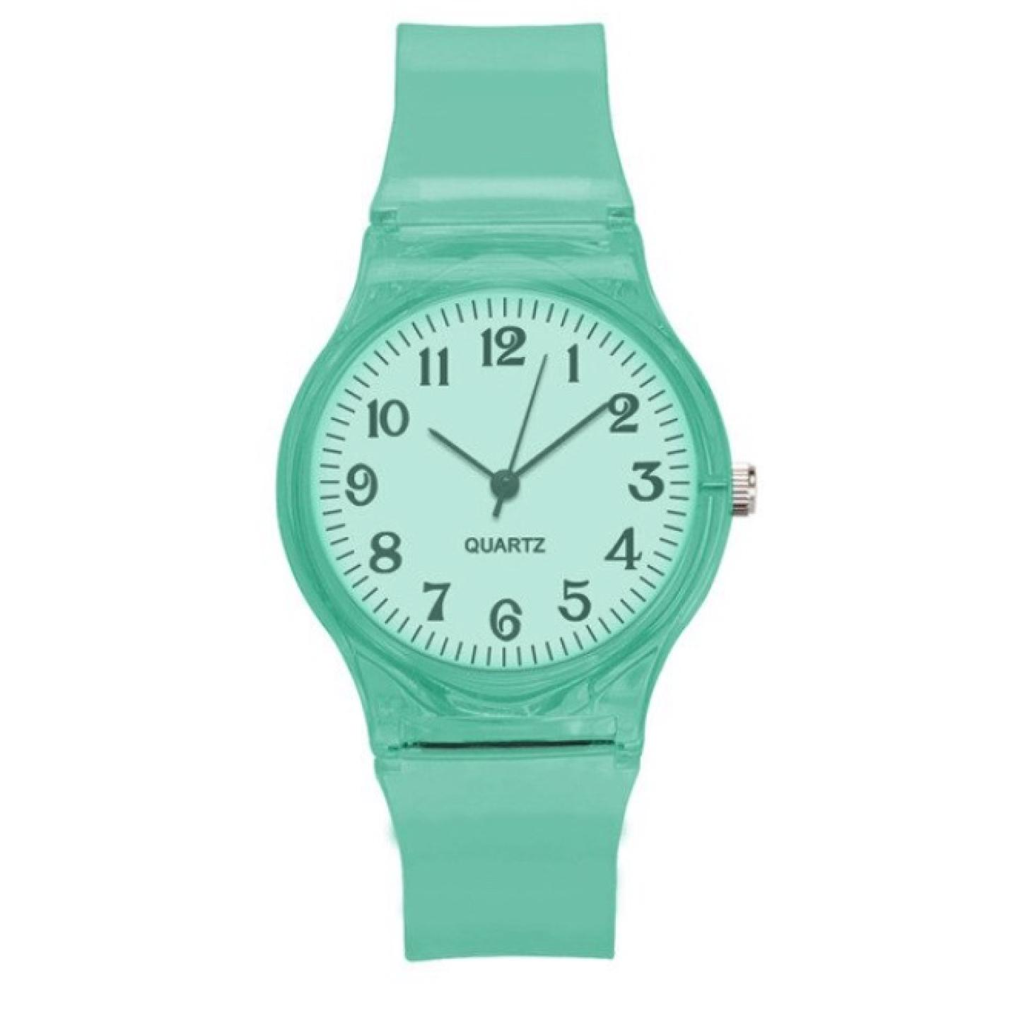 Hidzo Kinderhorloge - Transparant - Analoog - Groen - Kunststof