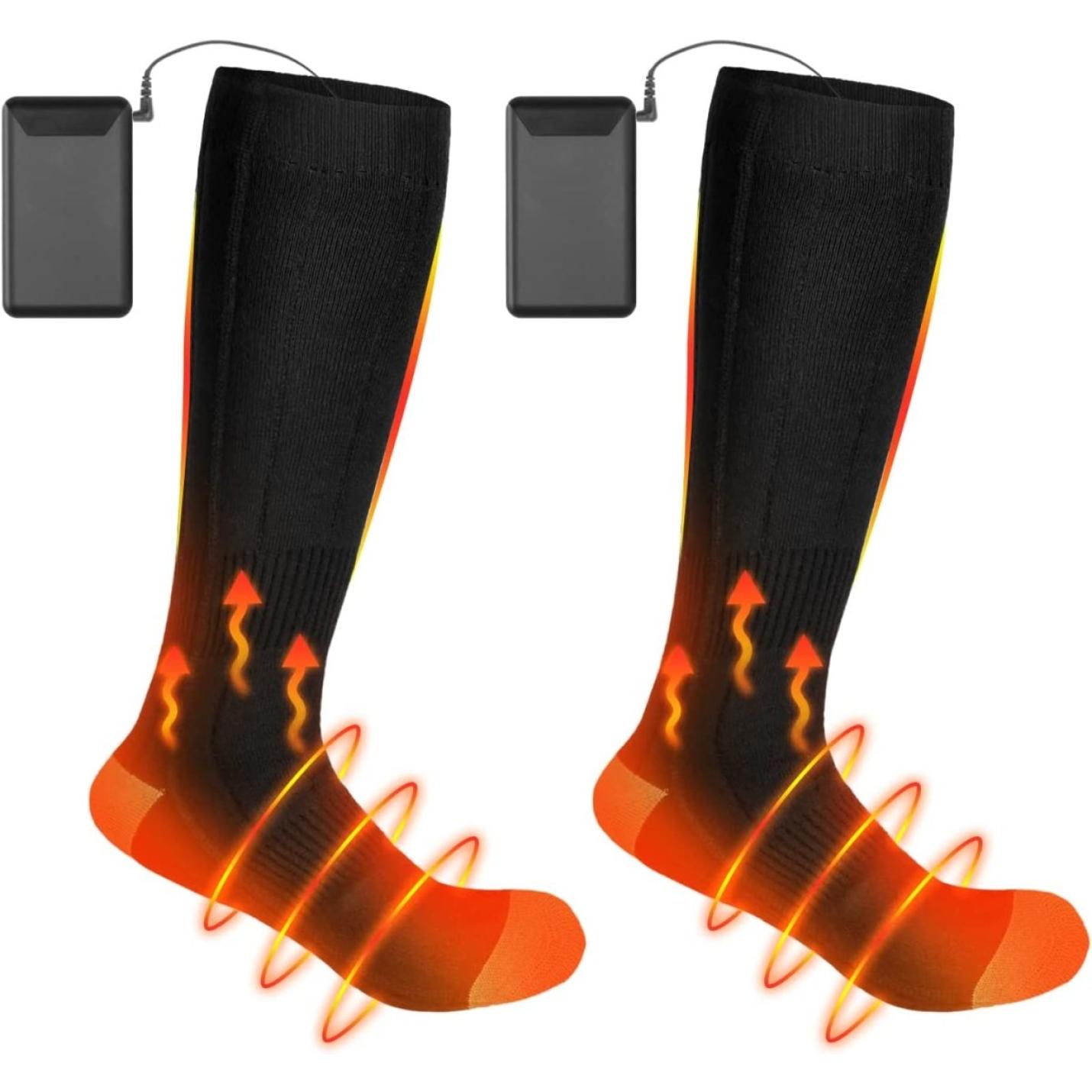 Verwarmde sokken, verwarmde sokken, voor dames en heren, elektrische warme sokken, oplaadbare 4000 mAh batterij, elektrische voetwarmer - happygetfit.com