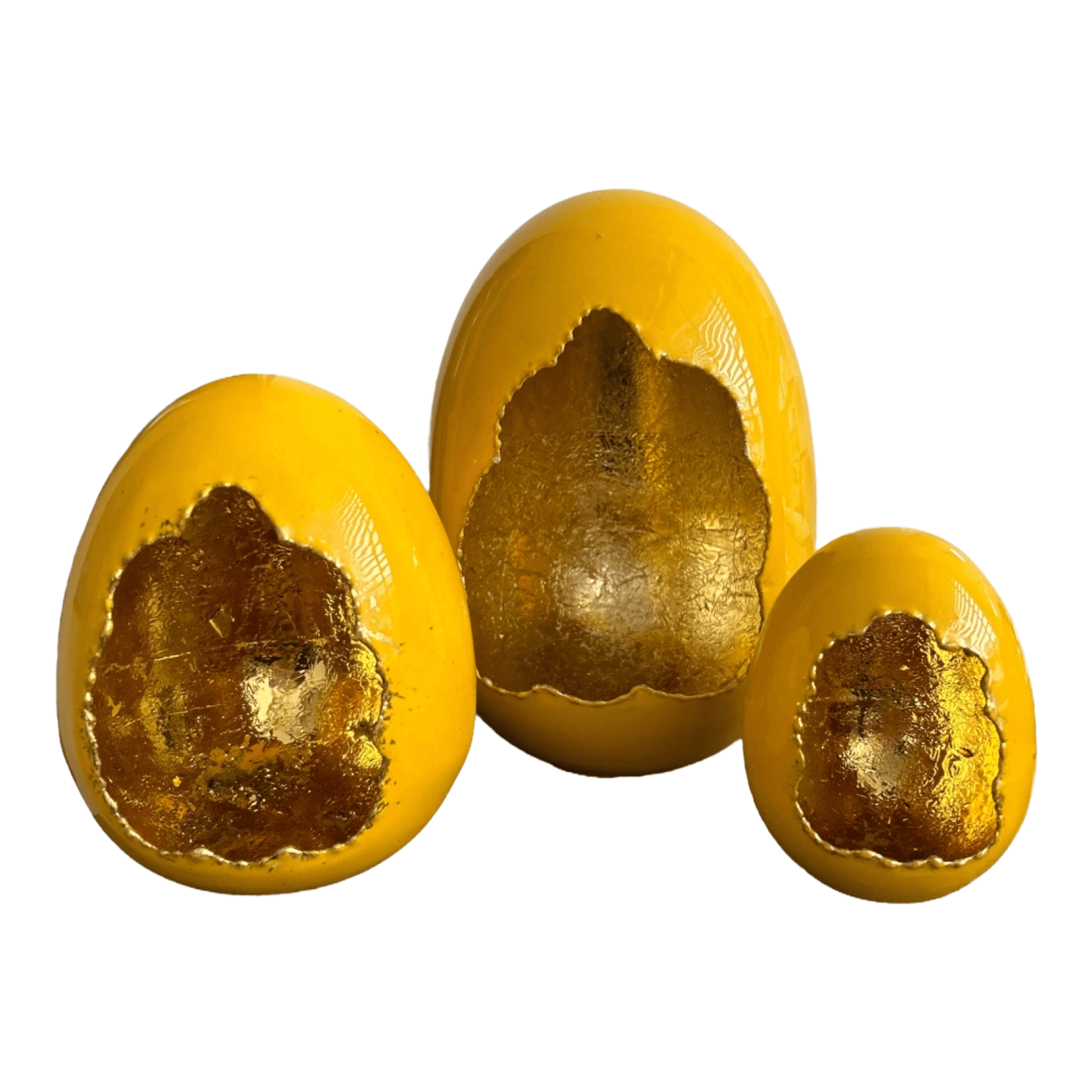 Decoratief geel/goud  ei in 3 maten - Small; Afbeelding: 3