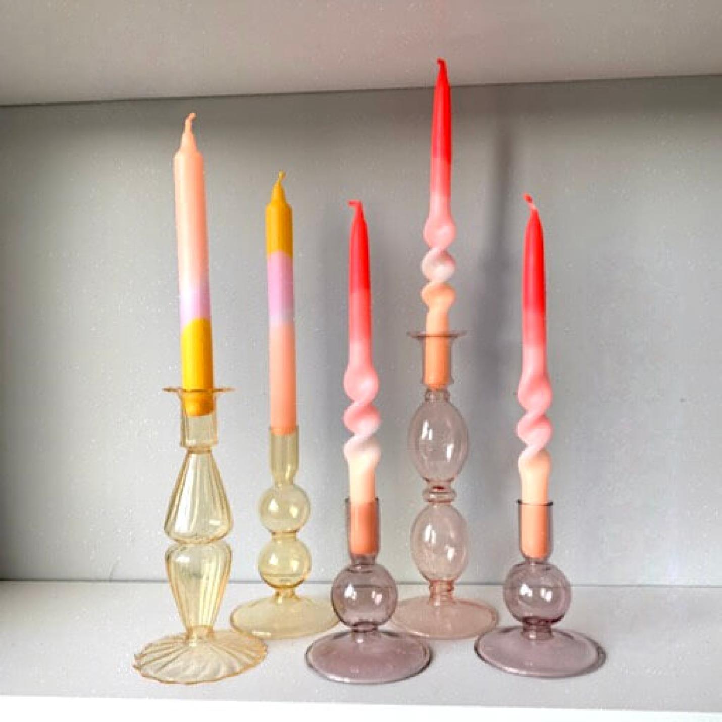 Dip Dye Swirl Flamingo Wedding kaarsen per 3 verpakt; Afbeelding: 3