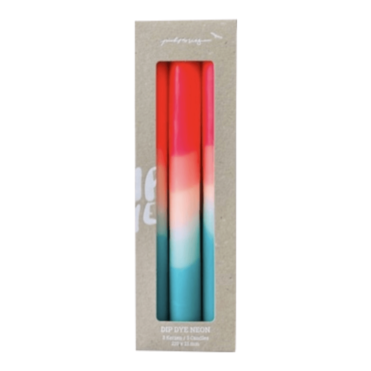 Dip Dye Neon Watermelon Coast kaarsen per 3 verpakt; Afbeelding: 2