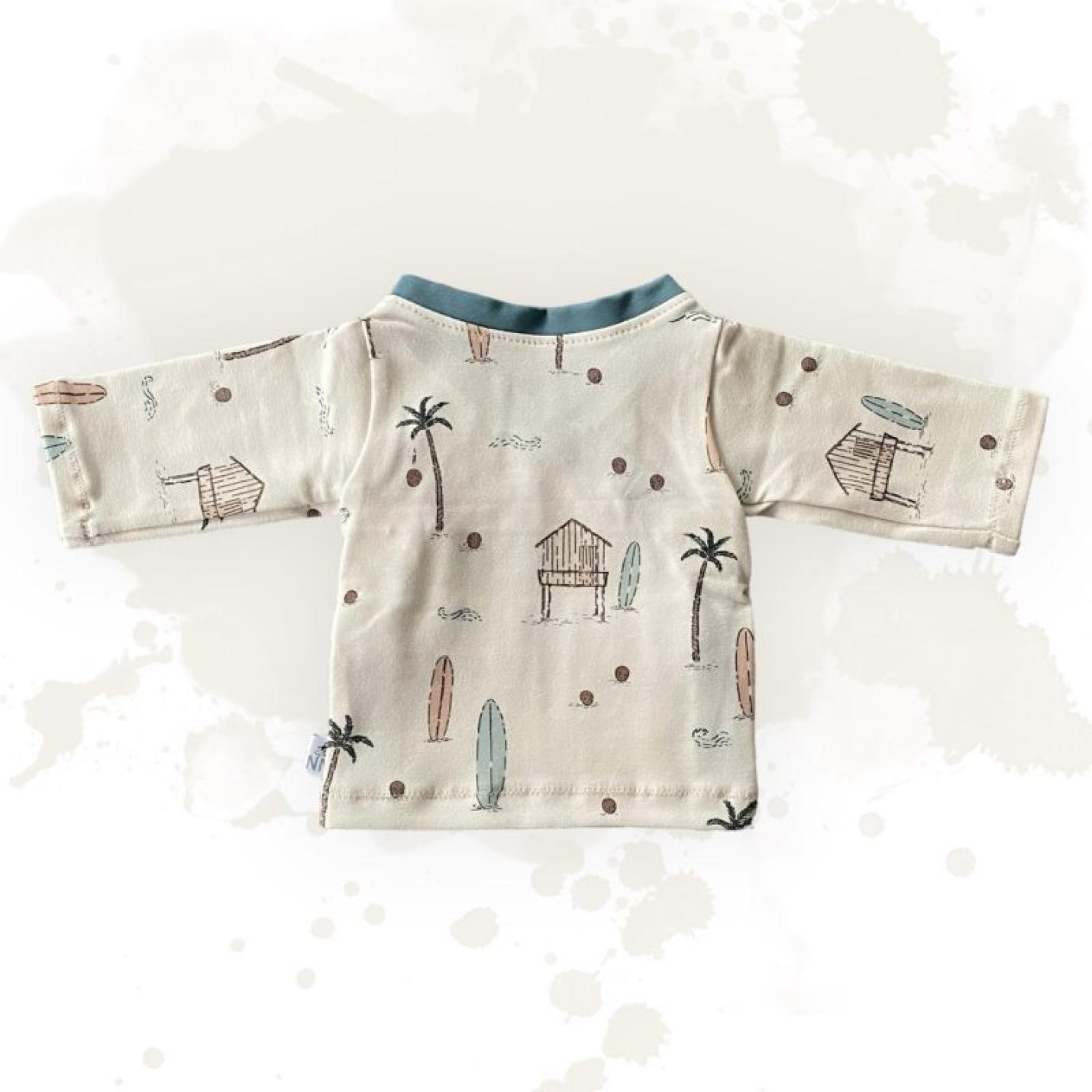 Baby en Prematuur overslagshirtje met strand print achterkant