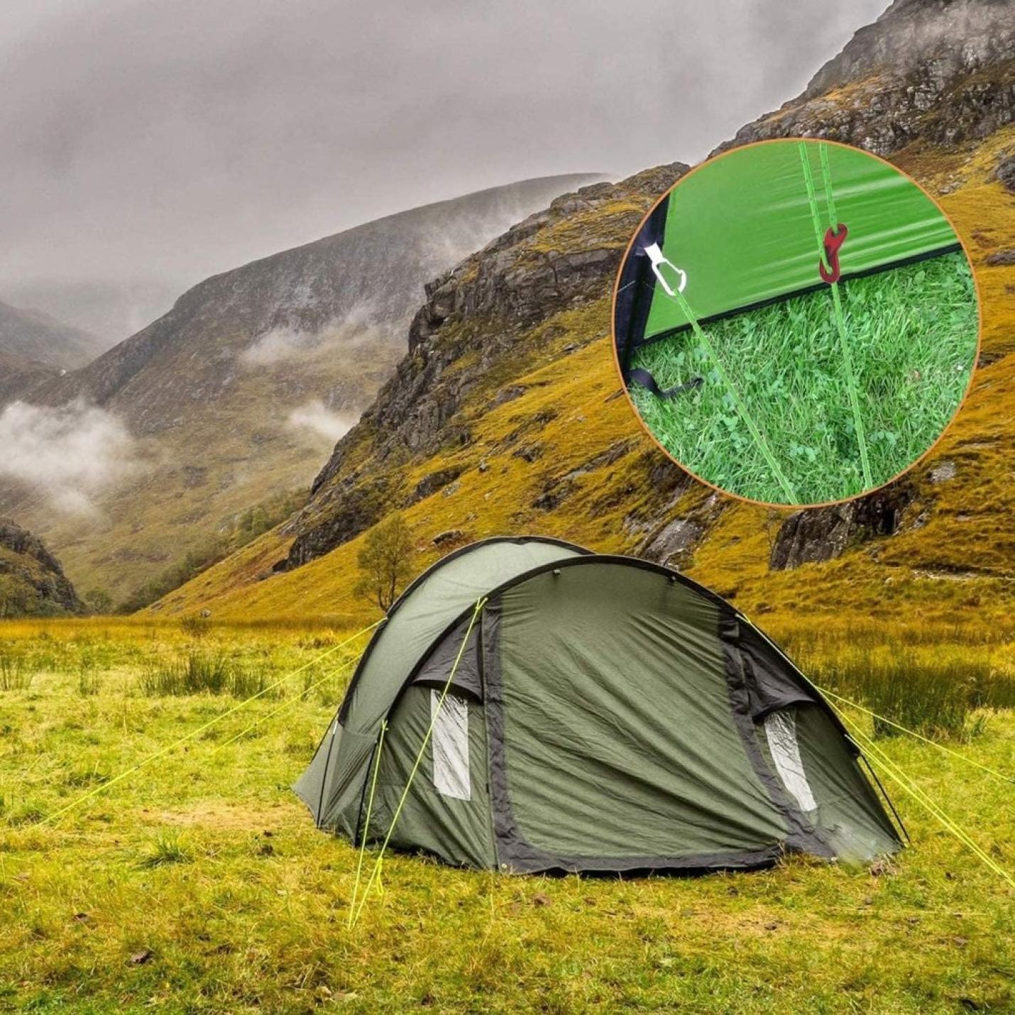 10 Stks Reflecterende Tent Guy Touwen, 4 mm Lichtgewicht Tent Camping Touw 4M Lange Tent Gids Lijnen Koord met Tensione Richter voor Outdoor Camping Wandelen Luifel Tenten Winddicht - happygetfit.com