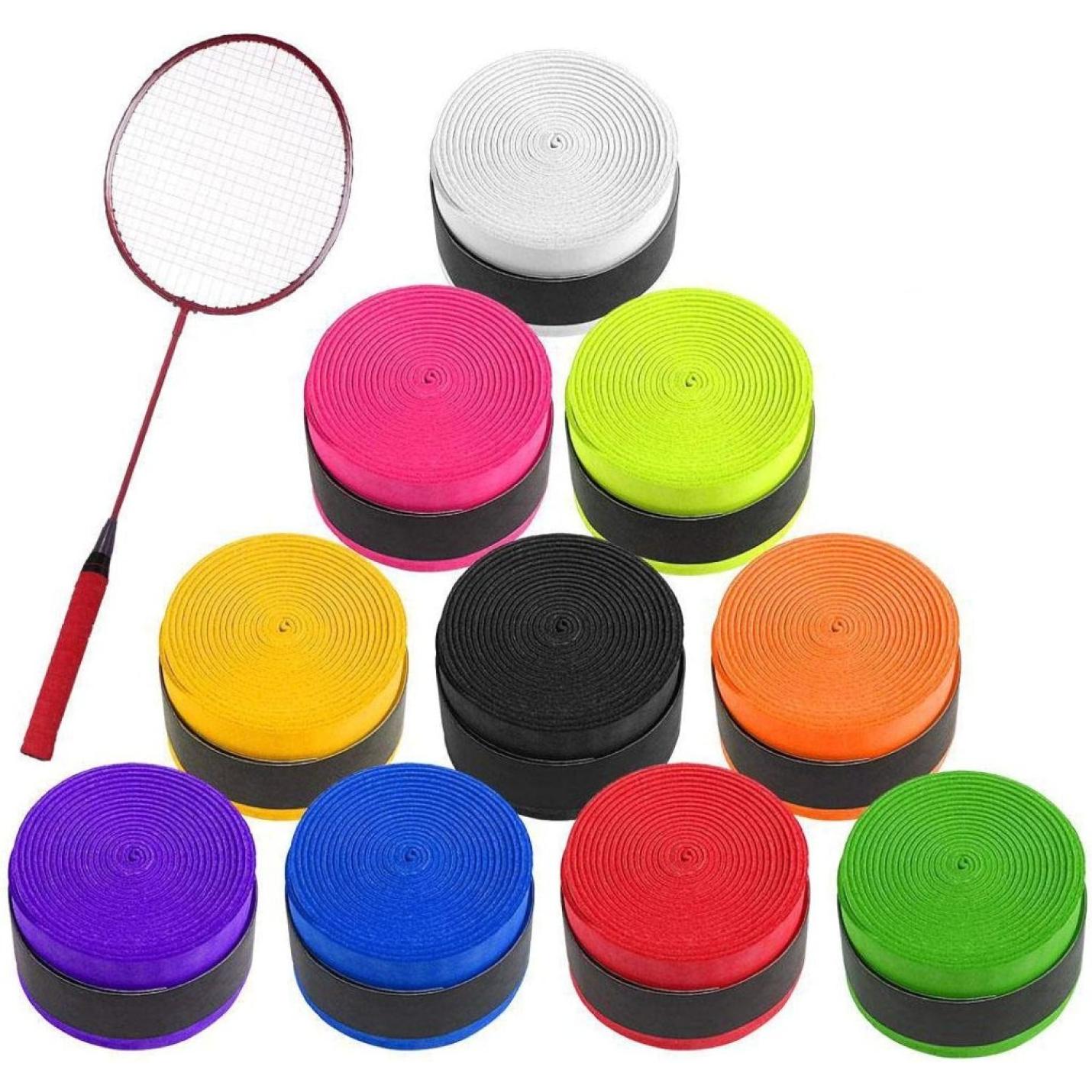 10 stuks racket grip tape tennis badminton rackets grips tape anti-slip super absorberend PU racket handvat grip tape voor tennis badminton squash sport (10 kleuren) - happygetfit.com