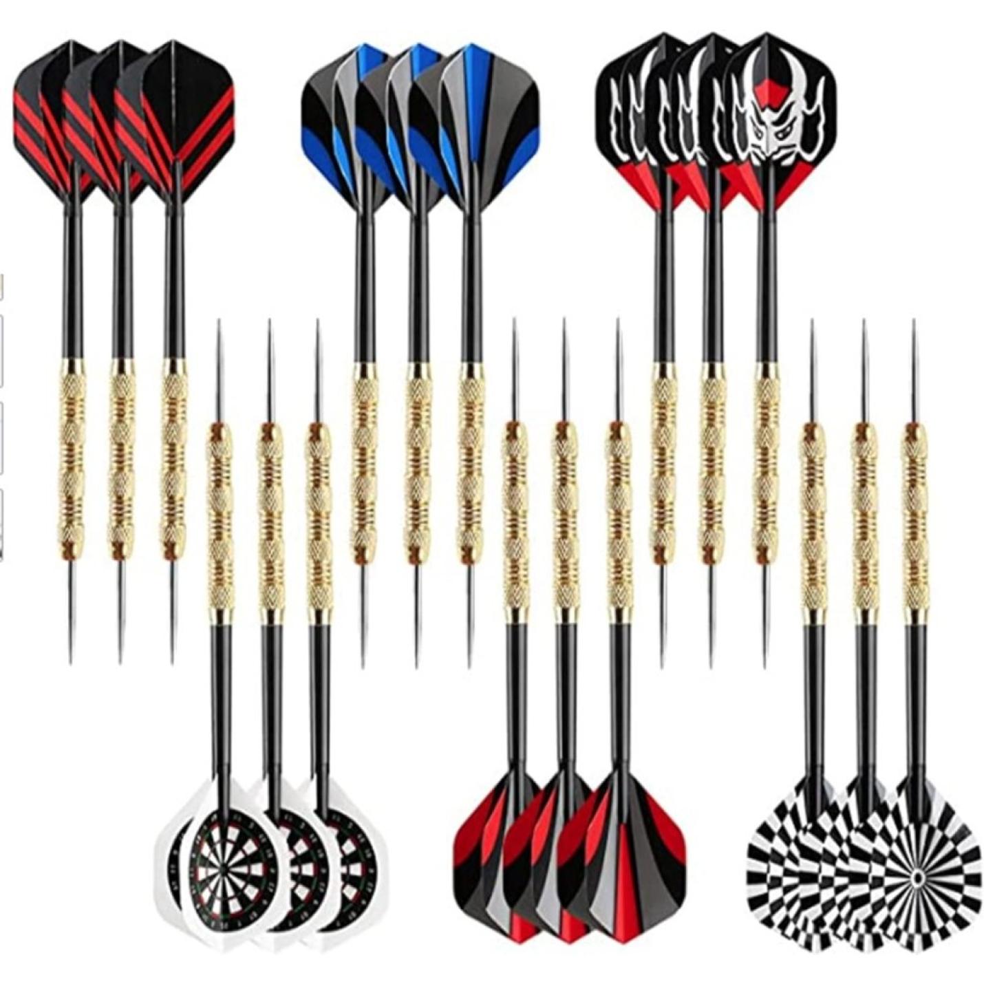 15 Pack 14G Kleurrijke Dartpijlen met Stalen Punt, Aluminium Assen Metaal Dartset (5 Kleuren), Beginners Thuis Darten, Messing Vaten en Dart Puntenslijper, voor Rec Room Mannengrot Bar - happygetfit.com