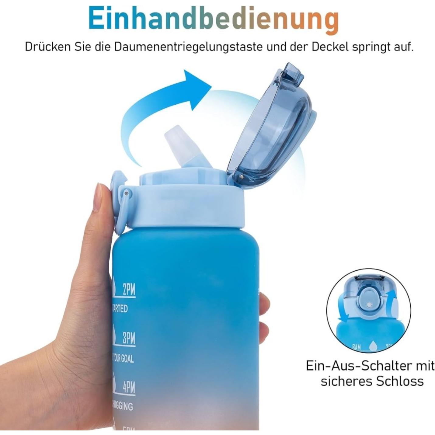 1L Drinkfles, Sport Drinkfles-[BPA-vrije Tritan], 1000ml Motiverende Waterfles met Rietje en Tijdstempel - Lekvrije Fles voor Fietsen, Kamperen, Sportschool - happygetfit.com