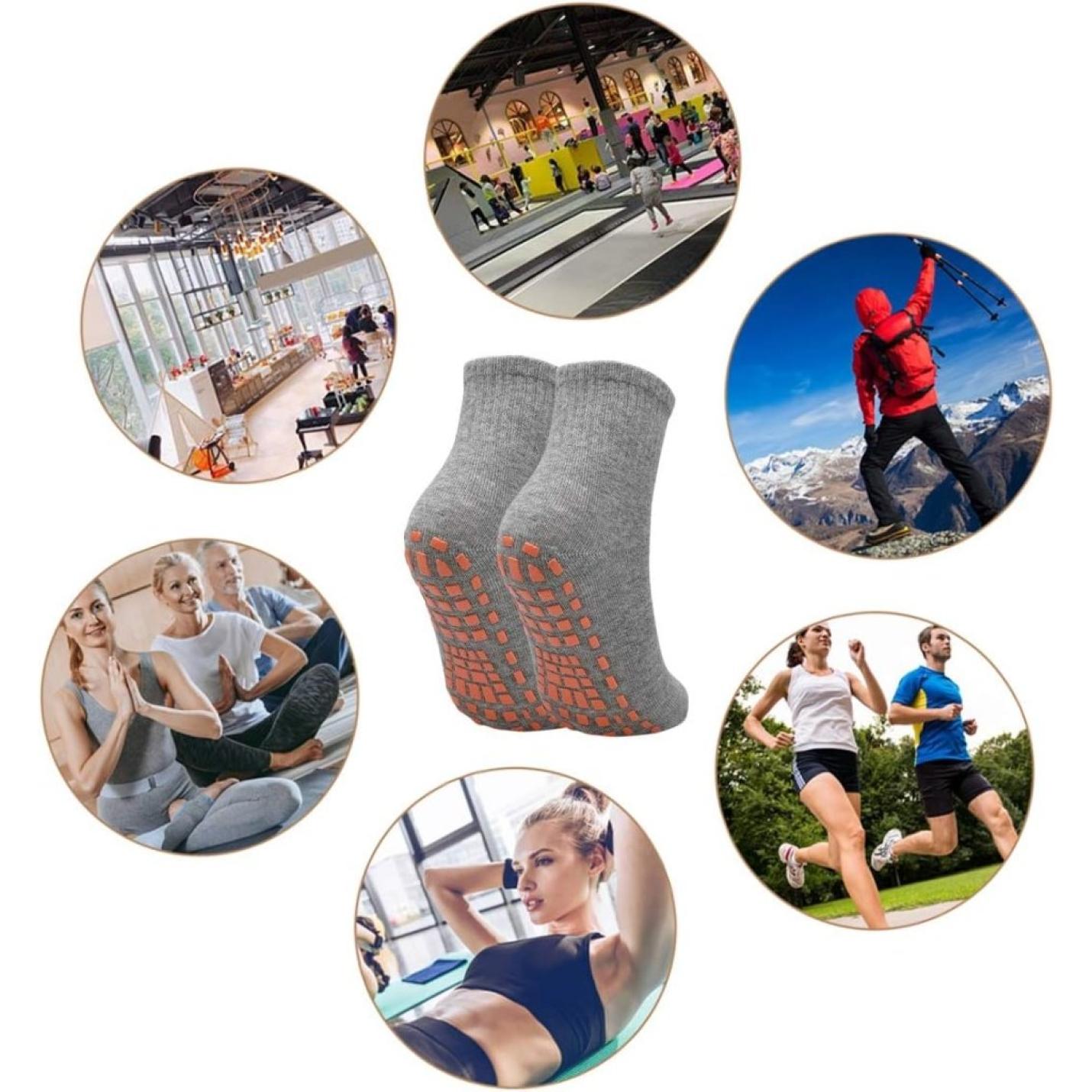 2 paar dames heren antislip grip sokken ABS sport sokken voor yoga pilates barre trampoline fitness vechtsporten ziekenhuis thuis wandelen sokken met handgrepen - happygetfit.com