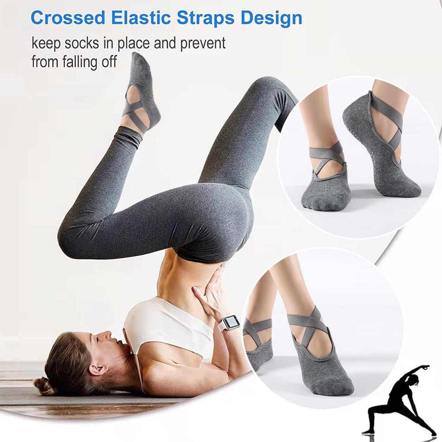 2 paar yoga-sokken voor dames, antislip, pilates, barre fitness, blote voettraining, antislip, balletsokken met anti-slip handgrepen voor pilates, ballet, dans, fitness - happygetfit.com