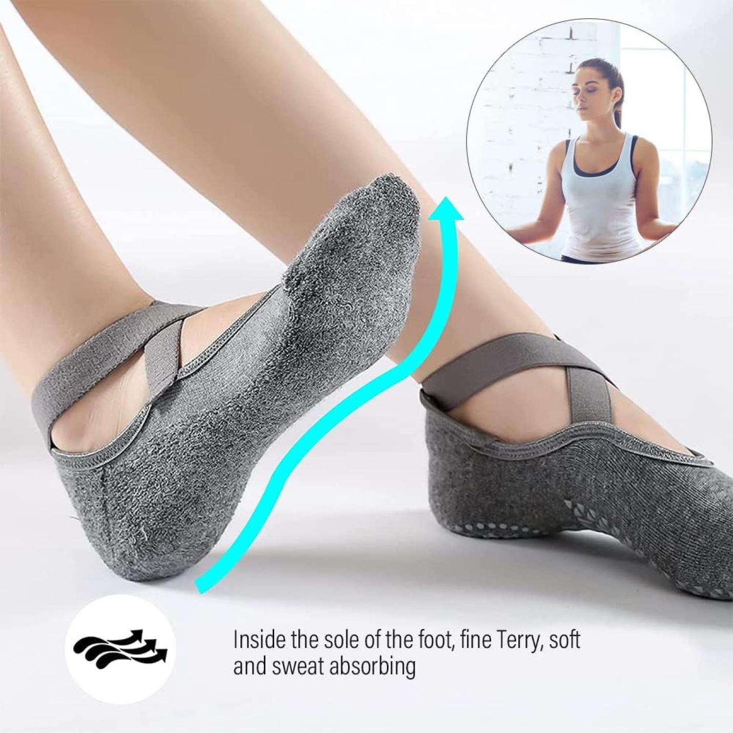 2 paar yoga-sokken voor dames, antislip, pilates, barre fitness, blote voettraining, antislip, balletsokken met anti-slip handgrepen voor pilates, ballet, dans, fitness - happygetfit.com