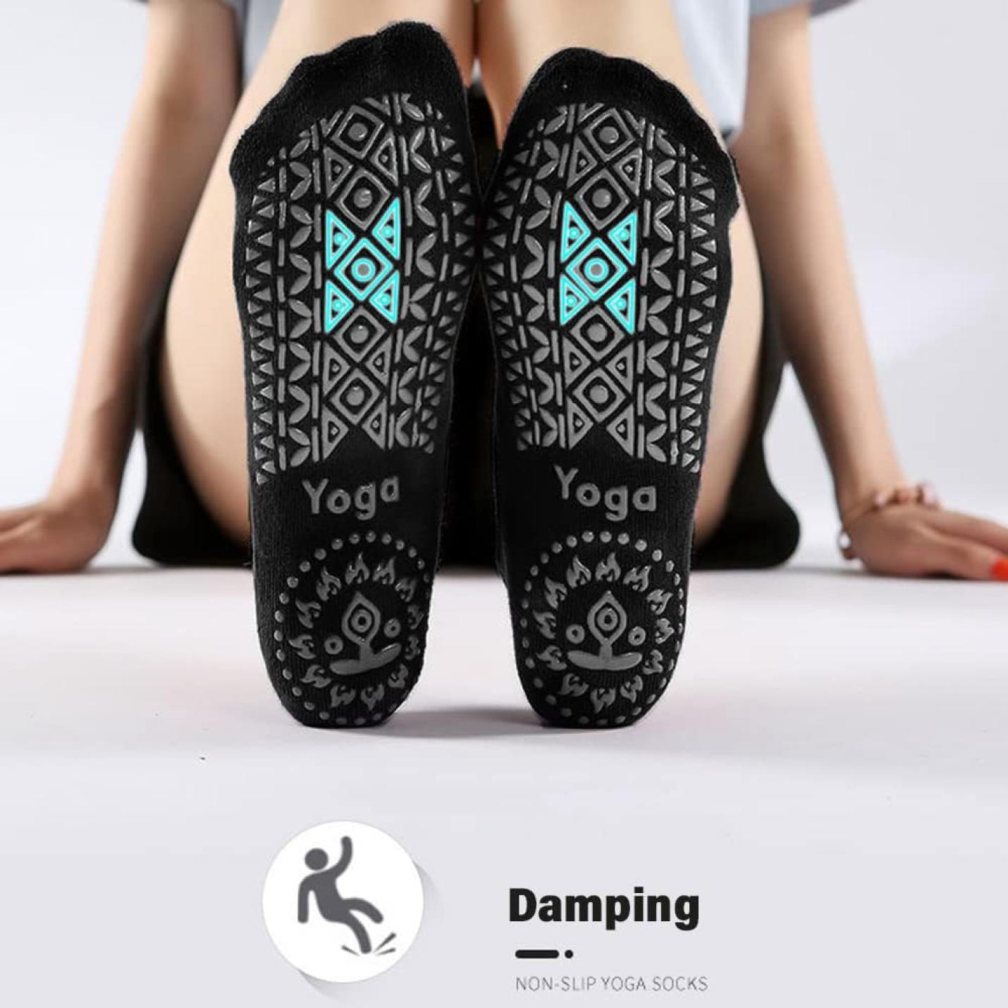 2 paar yoga-sokken voor dames, antislip, pilates, barre fitness, blote voettraining, antislip, balletsokken met anti-slip handgrepen voor pilates, ballet, dans, fitness - happygetfit.com