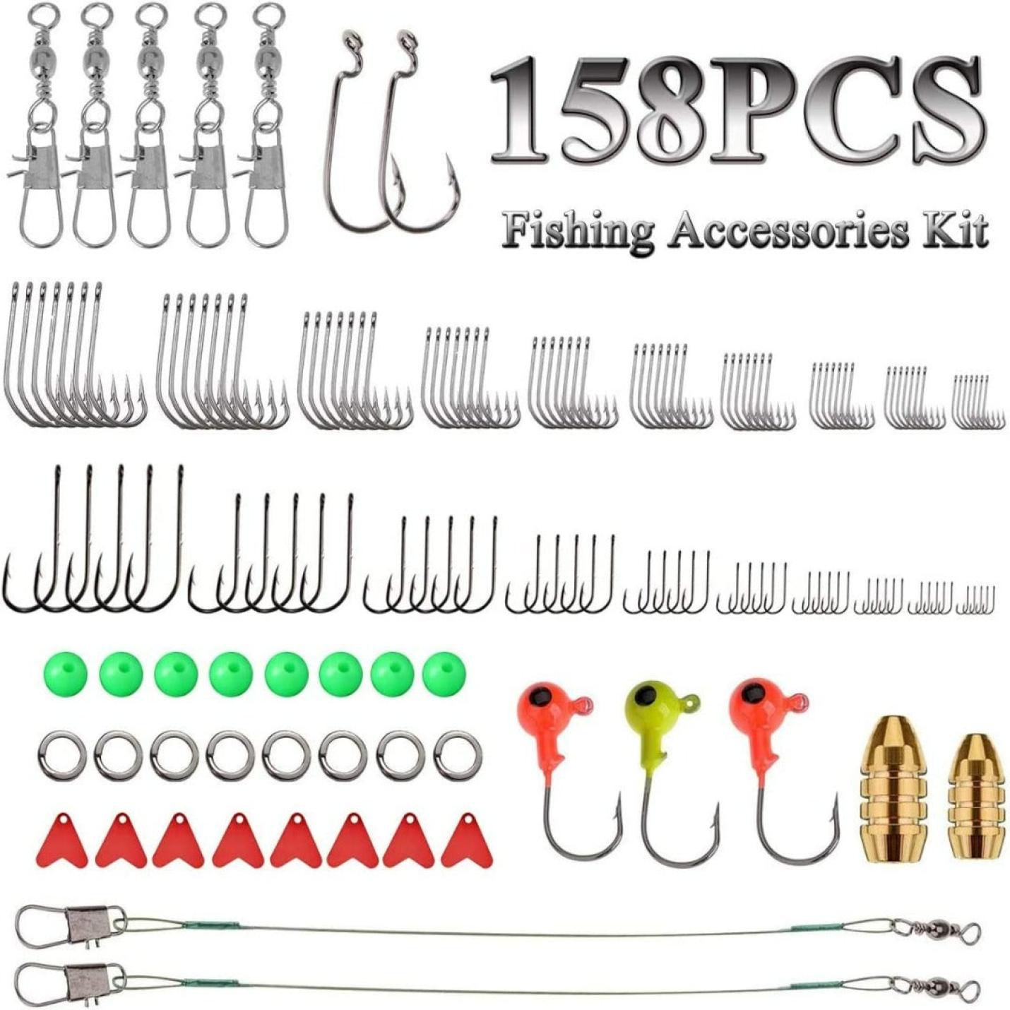 158-delige visaccessoireset met verschillende haken, wartels, zinkers, bobbers en Ontdek de geheimen van succesvol vissen met de kunstaas vissen lok kit!