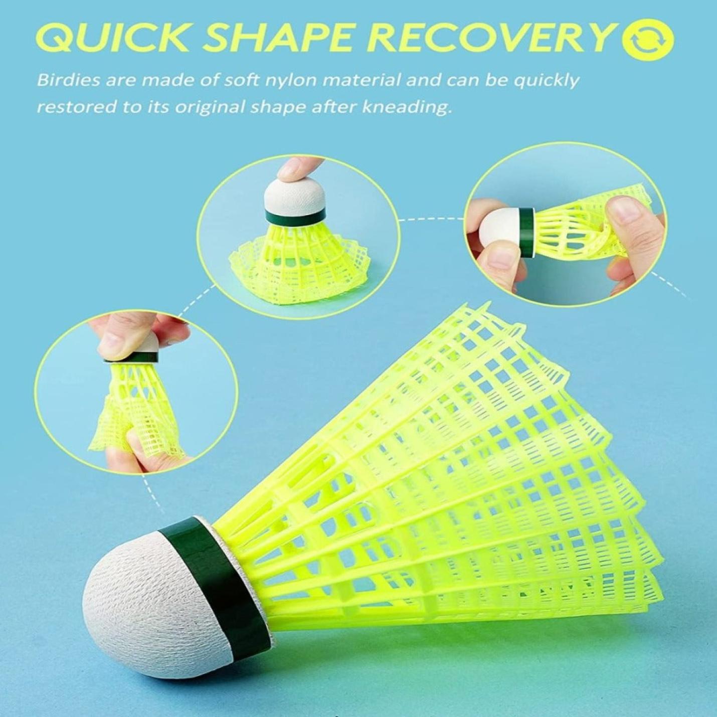 Snel vormherstel: duurzaam nylon Transformeer je slagvaardigheden met onze innovatieve badmintonshuttles voor slagtraining! keren gemakkelijk terug naar hun oorspronkelijke vorm wanneer ze worden samengedrukt.