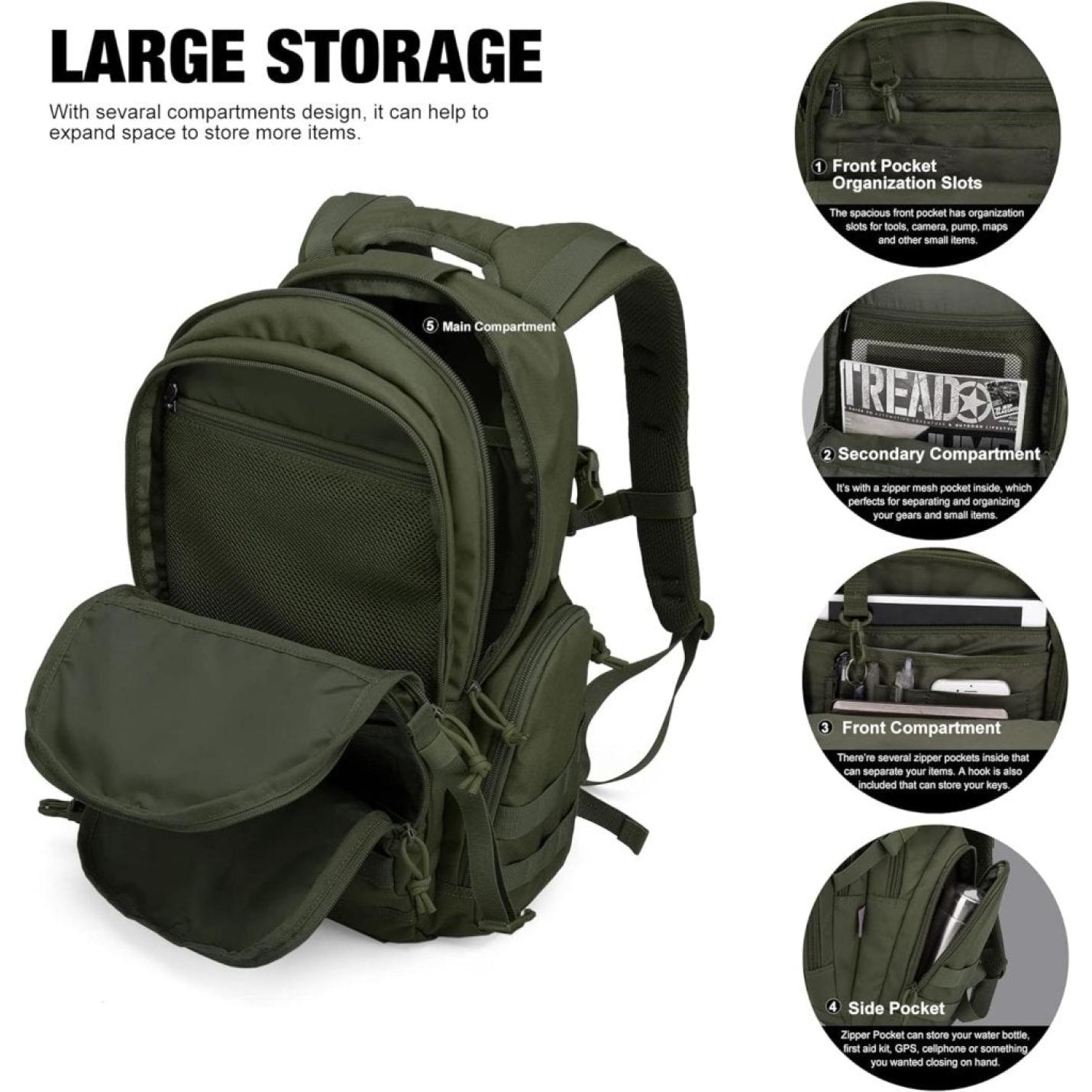 25/35L Militaire Tactische Rugzak Dagrugzak voor Laptop Trekking Kamperen Wandelen Reizen Outdoor … - happygetfit.com