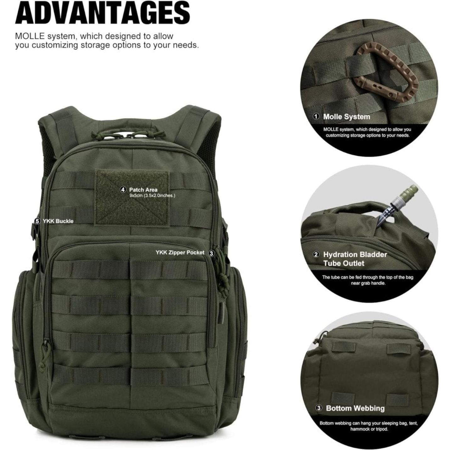 25/35L Militaire Tactische Rugzak Dagrugzak voor Laptop Trekking Kamperen Wandelen Reizen Outdoor … - happygetfit.com