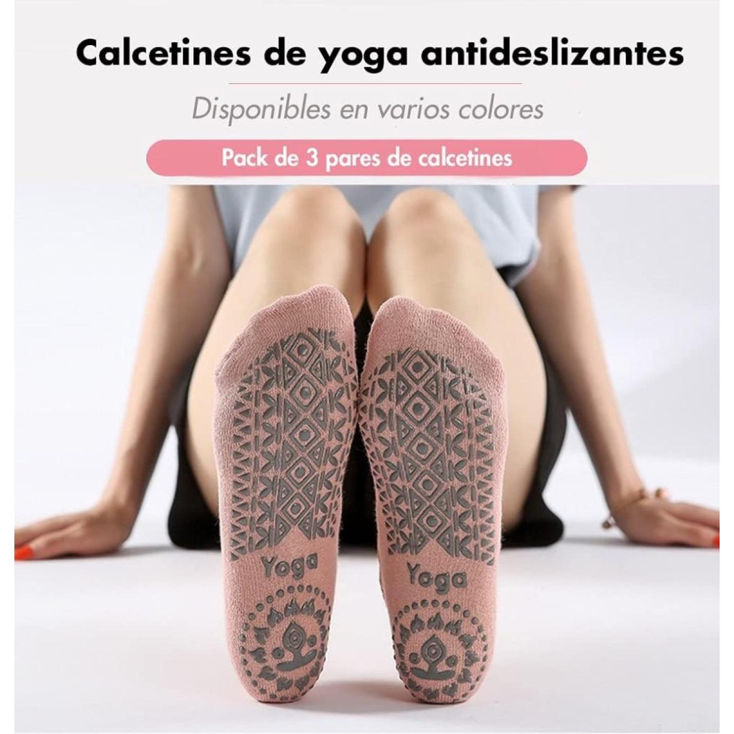 3 paar antislip yoga-sokken, sportsokken, voor pilates, dans, fitness, met siliconen zool, voorkomt blessures en blaren, eenheidsmaat (35-40) - happygetfit.com