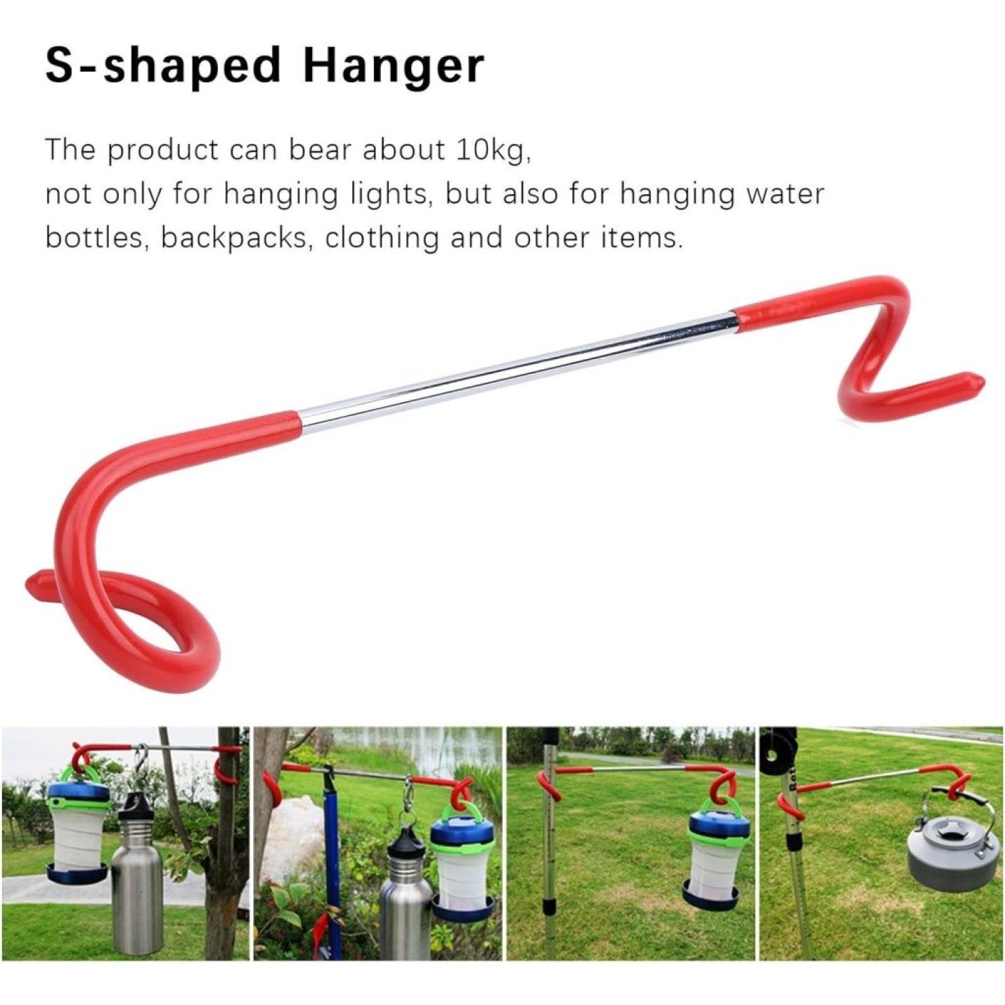 3 stks Outdoor Camping Tent Haak Hanger Multifunctionele Camping Lantaarn Houder S-vormige Lantaarn Haak Hanger Twee-weg Universele Haak voor Outdoor Camping Vissen Reizen Avontuur (Rood) - happygetfit.com