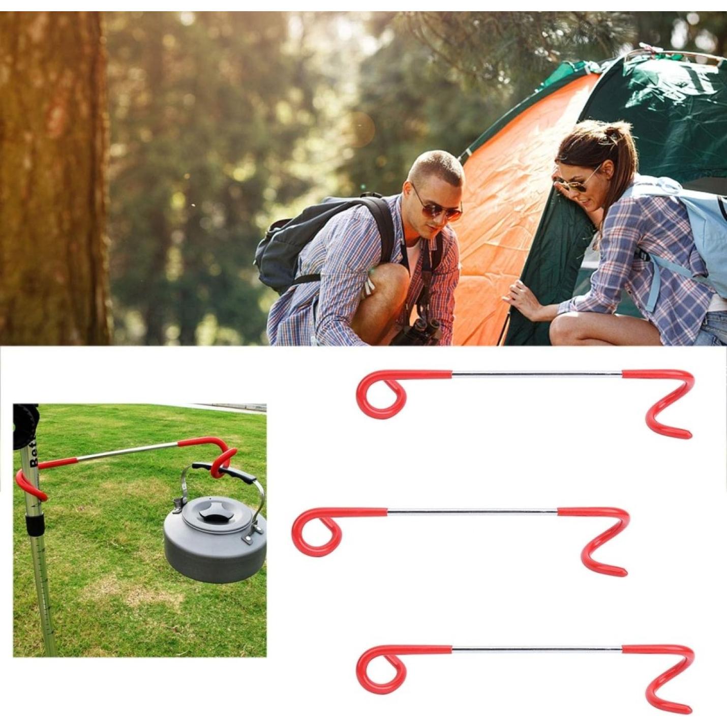 3 stks Outdoor Camping Tent Haak Hanger Multifunctionele Camping Lantaarn Houder S-vormige Lantaarn Haak Hanger Twee-weg Universele Haak voor Outdoor Camping Vissen Reizen Avontuur (Rood) - happygetfit.com