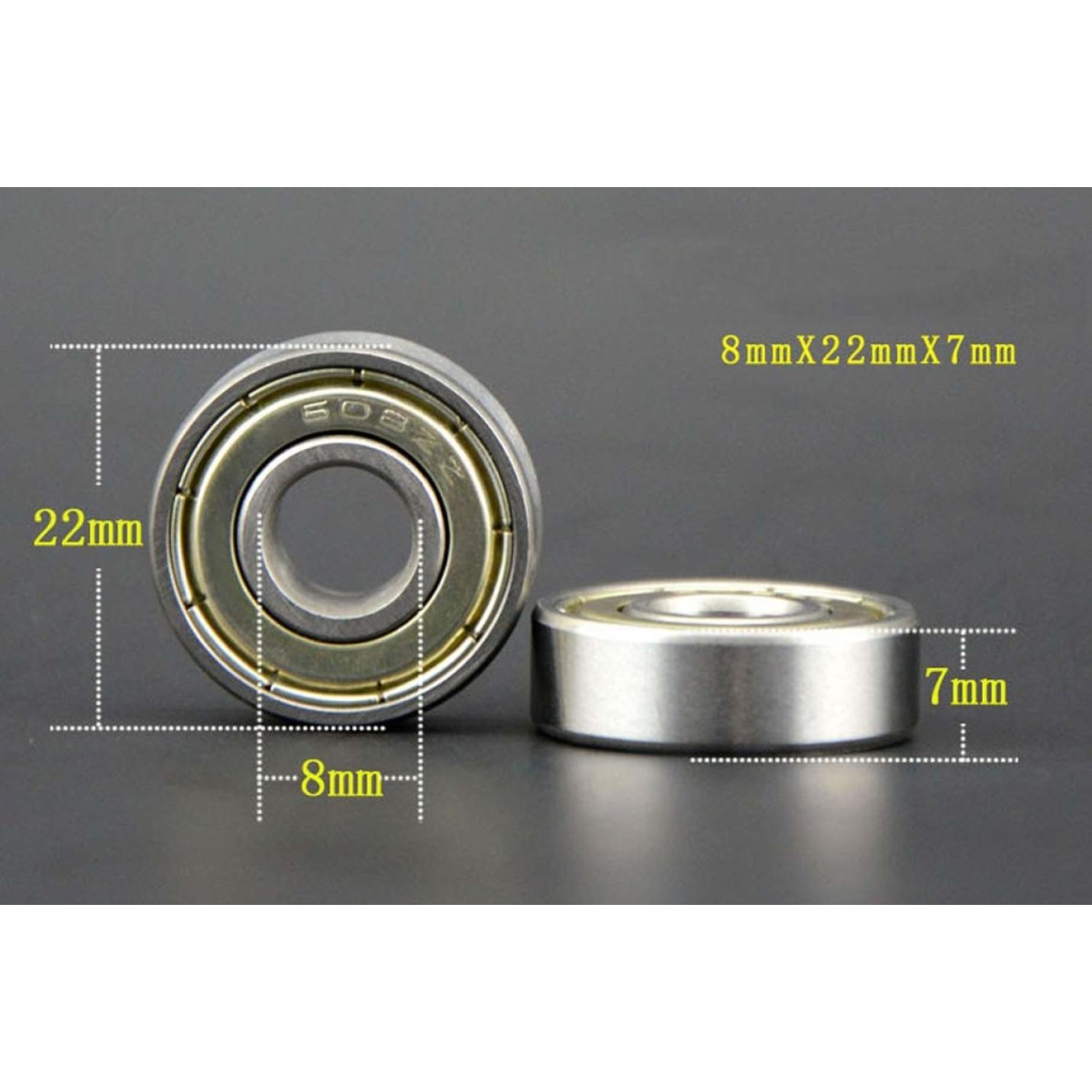 Precisielagers met gelabelde afmetingen: 8 mm binnendiameter, 22 mm buitendiameter en 7 mm breedte. Dit zijn duurzame Optimaliseer je skateboardprestaties met onze hoogwaardige skateboardlagers - 30 stuks.