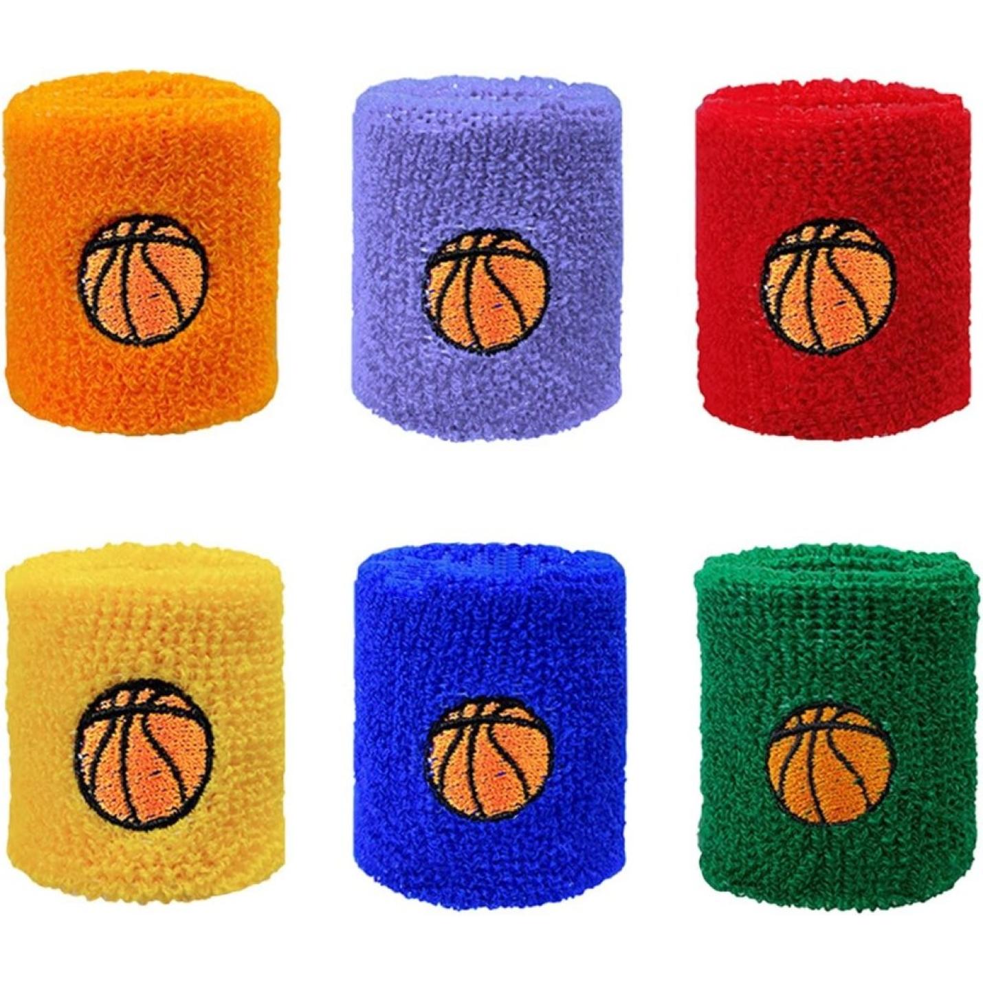 6 stuks zweetbanden voor kinderen, zweetband voetbal, kleurrijke zweetband pols, zweetband pols, kindervoetbal, basketbal, zweetbanden voor kinderen, zweetband kinderarm, zweetband, - happygetfit.com