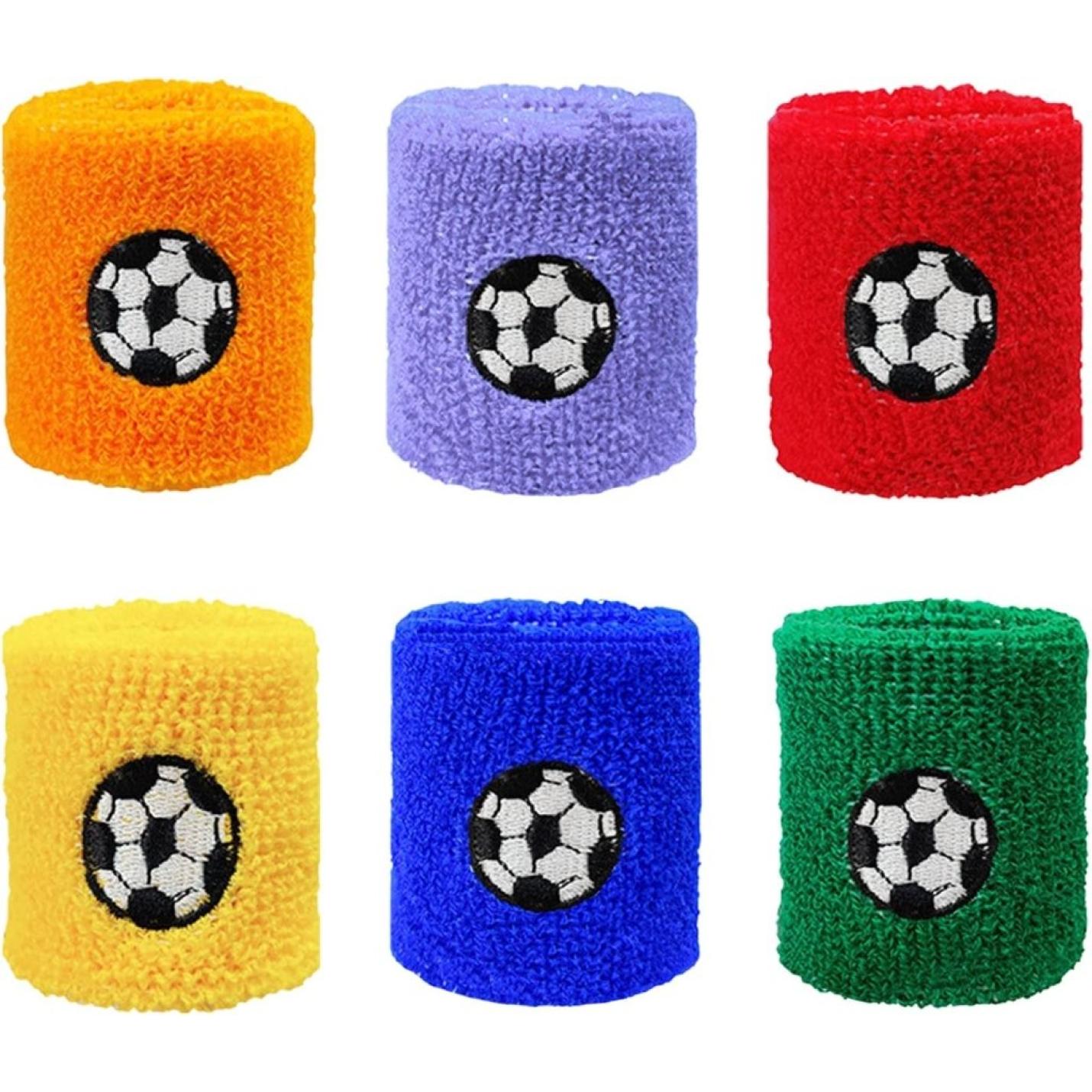 6 stuks zweetbanden voor kinderen, zweetband voetbal, kleurrijke zweetband pols, zweetband pols, kindervoetbal, basketbal, zweetbanden voor kinderen, zweetband kinderarm, zweetband, - happygetfit.com