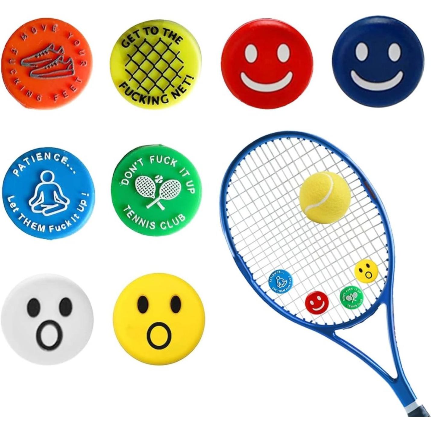 8 stuks tennisdempers, siliconen dempers, tennisrackets, grappige trillingsdempers, tennisspelers, tennisrackets, schokdempers voor badmintonrackets, squashrackets, tennisaccessoires - happygetfit.com