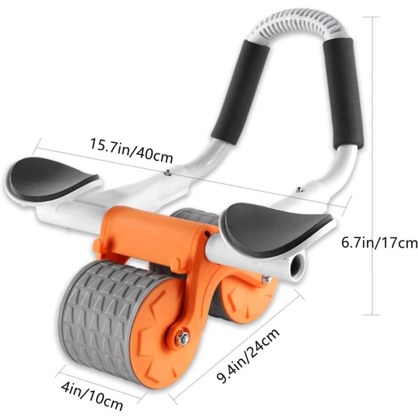 Ab Roller Ab trainer met elleboogsteun, Ab Wheel met automatische terugslag, buikspiertrainer met kniemat voor mannen en vrouwen, buikspiertraining dubbele wielen Stabiel - happygetfit.com