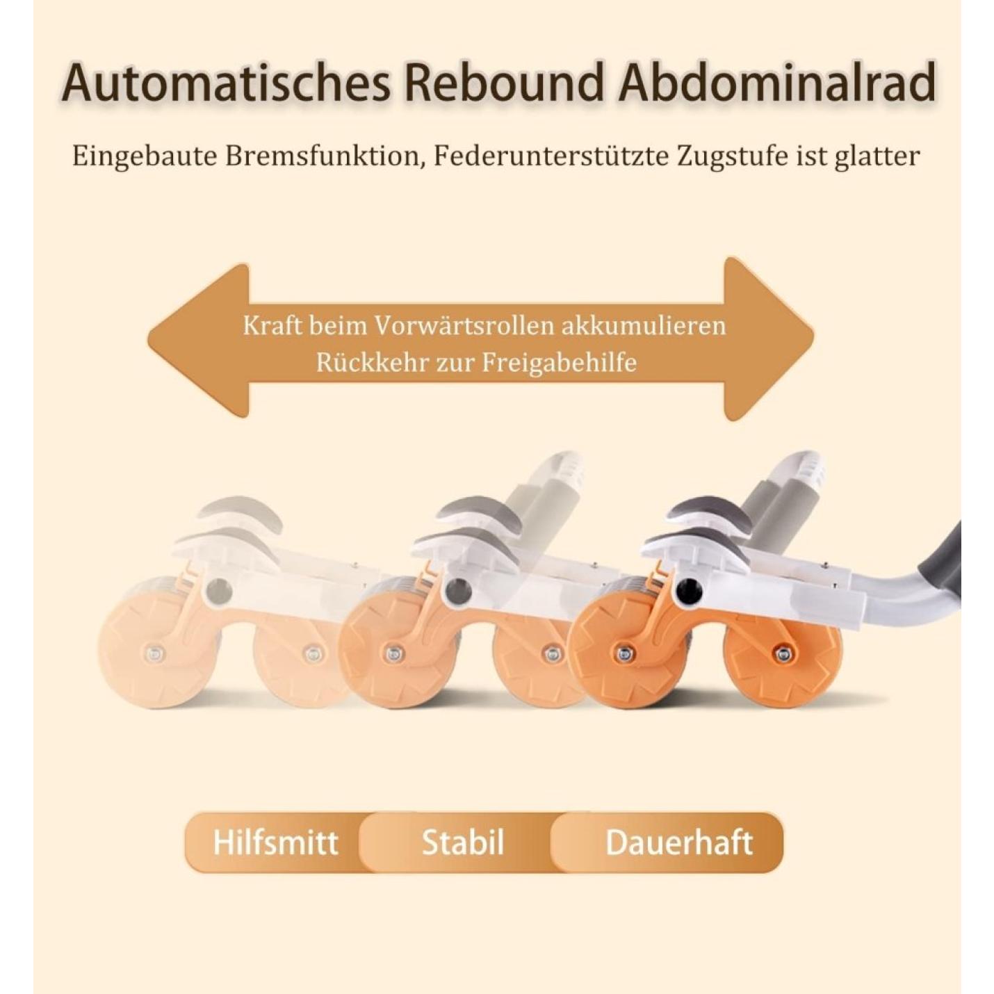 Ab Roller Ab trainer met elleboogsteun, Ab Wheel met automatische terugslag, buikspiertrainer met kniemat voor mannen en vrouwen, buikspiertraining dubbele wielen Stabiel - happygetfit.com