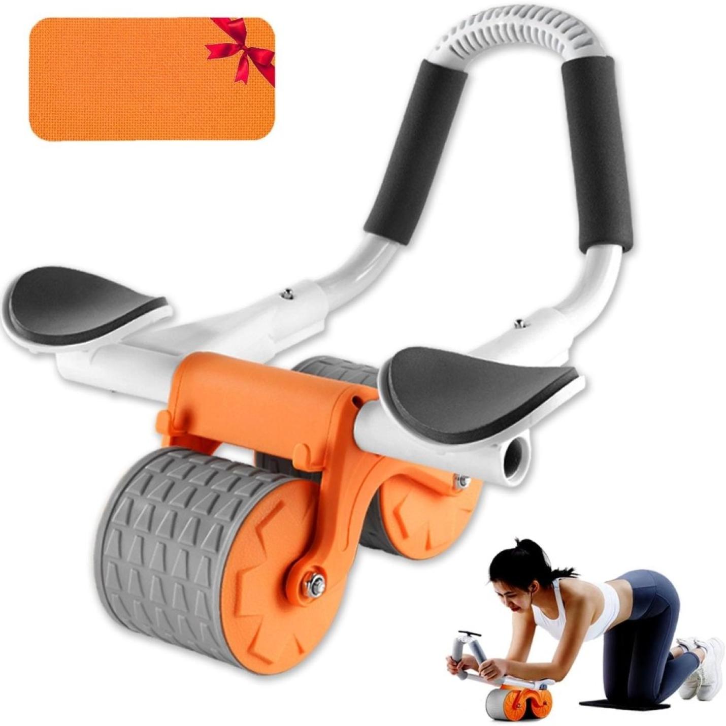 Ab Roller Ab trainer met elleboogsteun, Ab Wheel met automatische terugslag, buikspiertrainer met kniemat voor mannen en vrouwen, buikspiertraining dubbele wielen Stabiel - happygetfit.com