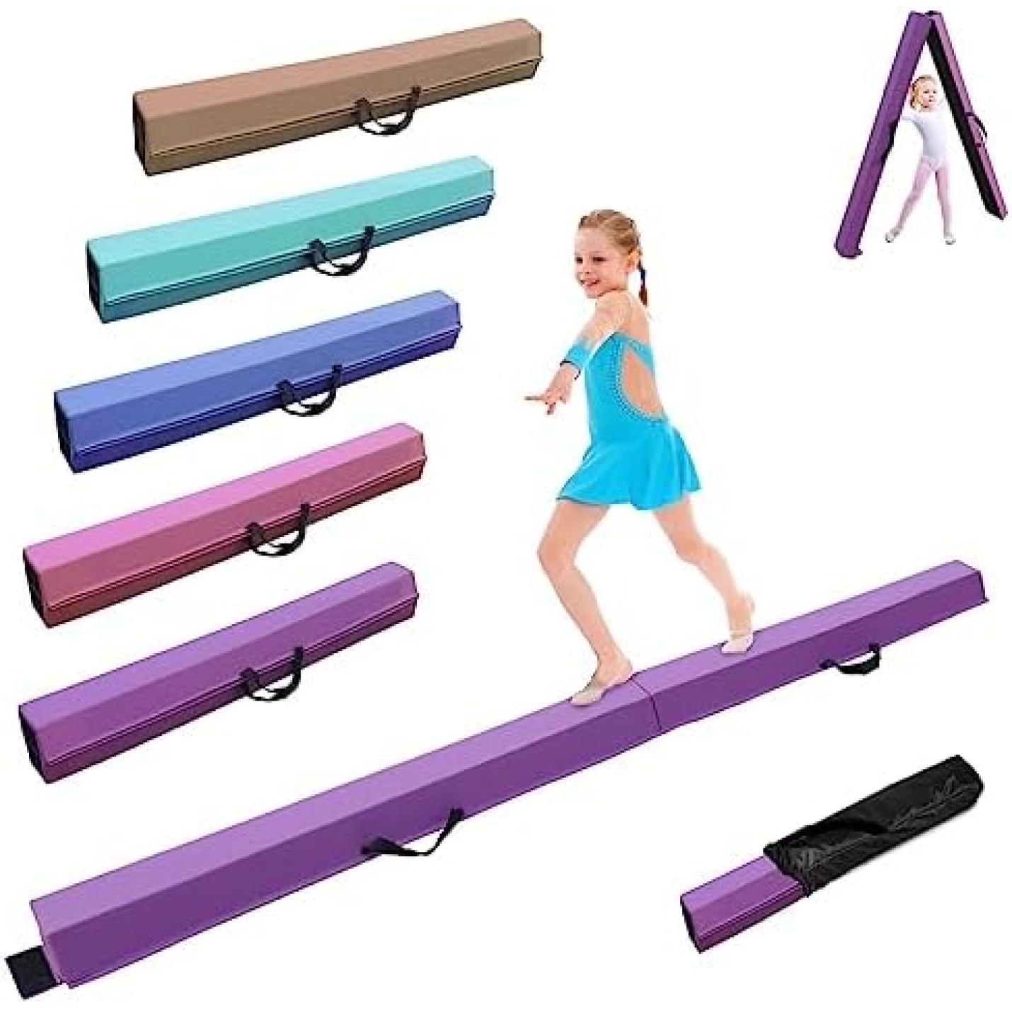 Artistieke gymnastiekbalk voor thuis, 240/270/300 cm, PU-leer, antislip rubberen basis, gymnastiekbalk voor training, praktijk, beroepsopleiding voor kinderen - happygetfit.com