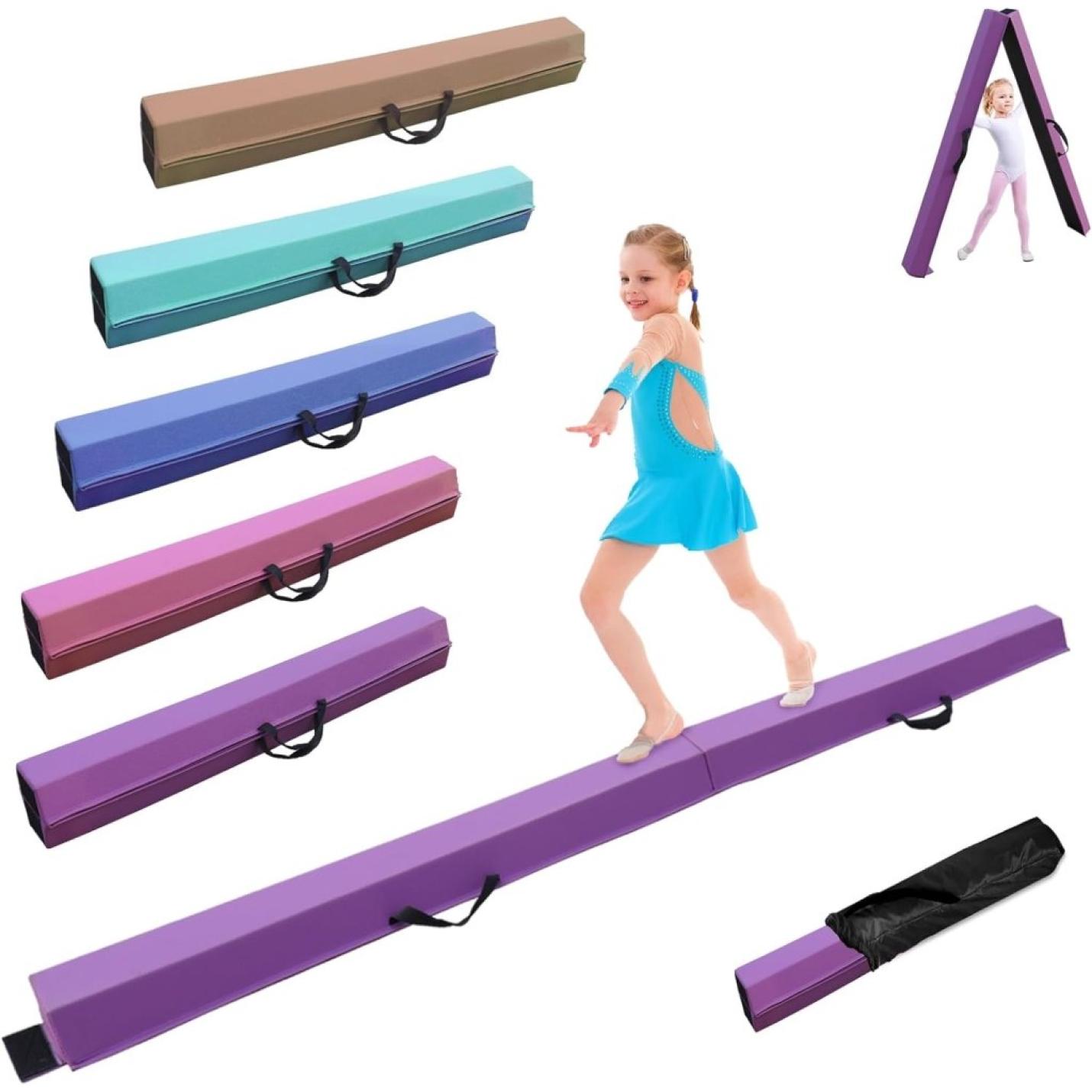 Artistieke gymnastiekbalk voor thuis, 240/270/300 cm, PU-leer, antislip rubberen basis, gymnastiekbalk voor training, praktijk, beroepsopleiding voor kinderen - happygetfit.com