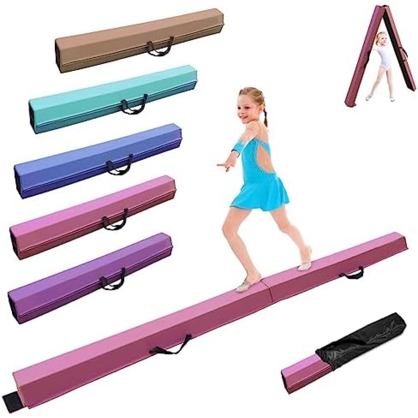 Artistieke gymnastiekbalk voor thuis, 240/270/300 cm, PU-leer, antislip rubberen basis, gymnastiekbalk voor training, praktijk, beroepsopleiding voor kinderen - happygetfit.com