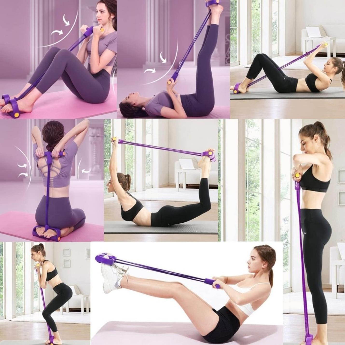 Buiktrainer, sit-up trainingsapparatuur bodybuilding expander full-body trainer voor thuis 6 tubes elastisch trekkoord multifunctionele been-exerciser voor fitness, afvallen, training, yoga - happygetfit.com