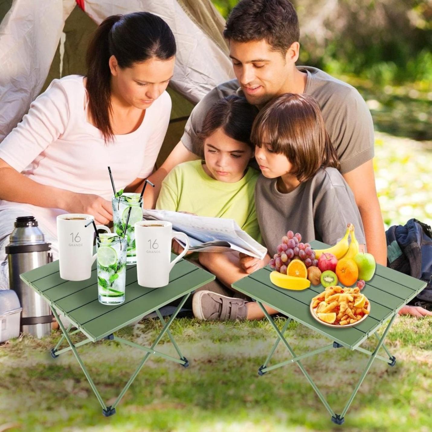 Campingtafel, klaptafel, camping, draagbare campingtafel, inklapbaar met aluminium tafelblad, ultralicht, aluminium klaptafel met draagtas voor kamperen, wandelen, vissen, grillen - happygetfit.com