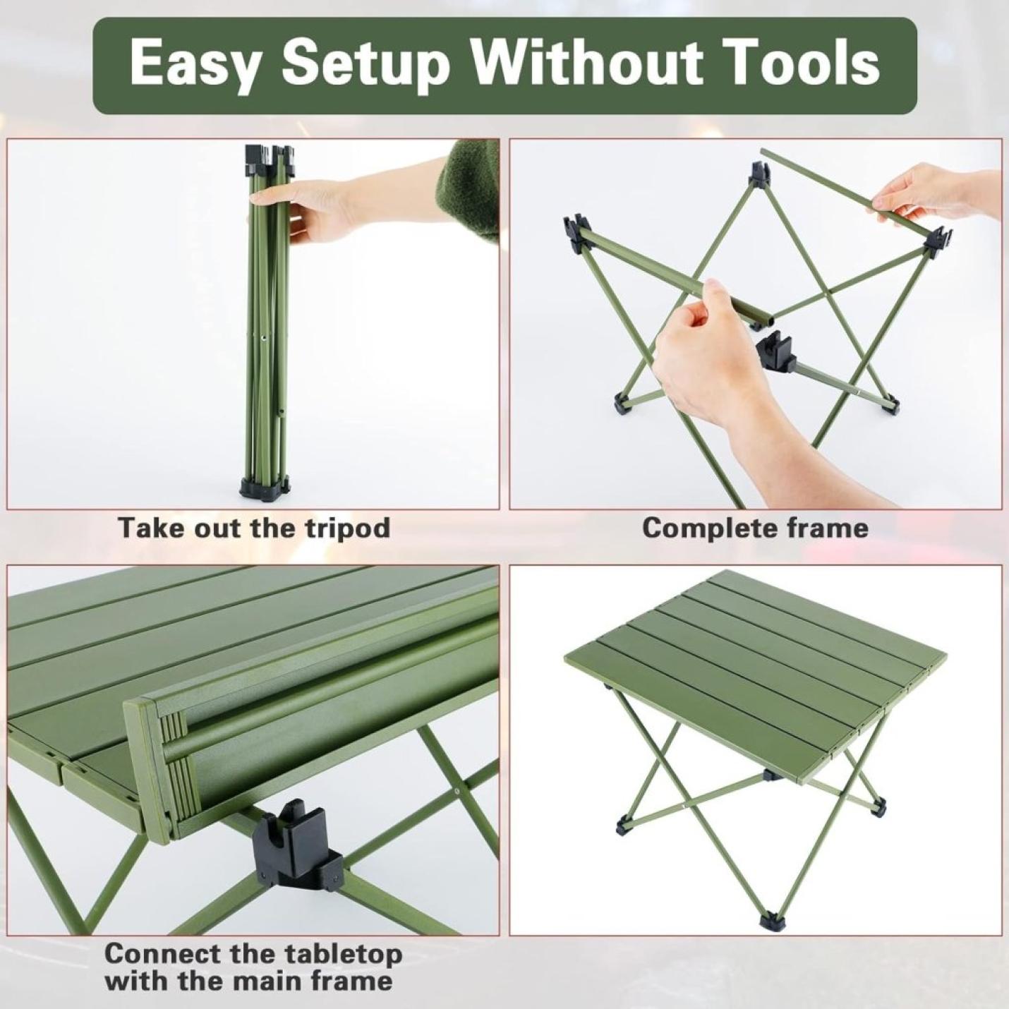 Campingtafel, klaptafel, camping, draagbare campingtafel, inklapbaar met aluminium tafelblad, ultralicht, aluminium klaptafel met draagtas voor kamperen, wandelen, vissen, grillen - happygetfit.com