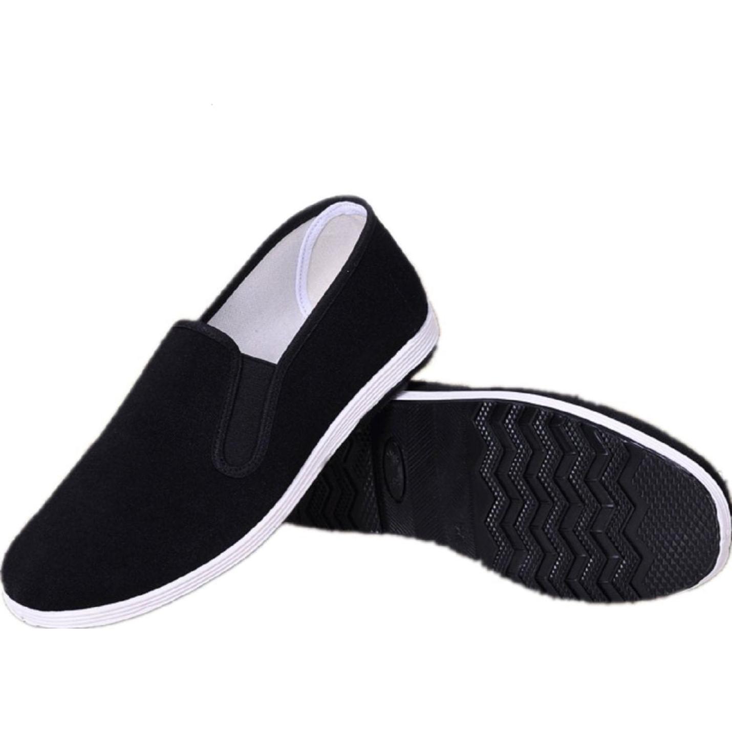 Chinese Traditionele Oude Peking Schoenen Kung Fu Tai Chi Schoenen Rubberen Zool Unisex Zwart - happygetfit.com