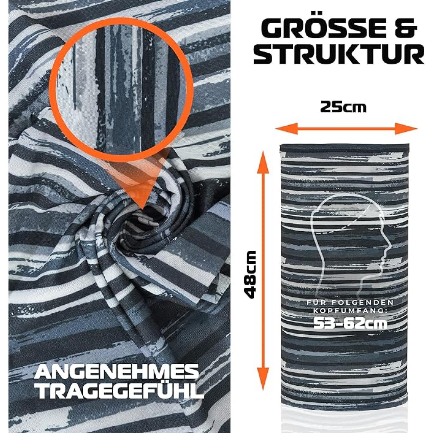 Het ultieme multifunctionele doek voor elke gelegenheid benadrukt de elasticiteit en afmetingen van 25 cm bij 48 cm, geschikt voor hoofdomtrekken tussen 53-62 cm, voor een comfortabele en beperkte pasvorm.