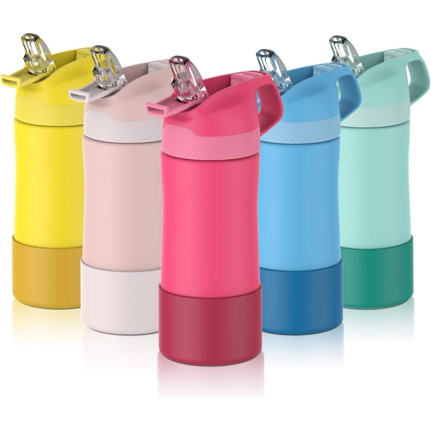 Drinkfles voor kinderen, 400ML met rietje Lekvrij, roestvrij staal Waterfles Kids, BPA-vrij thermosfles, kinderfles voor sport, outdoor, camping, fiets en school - happygetfit.com