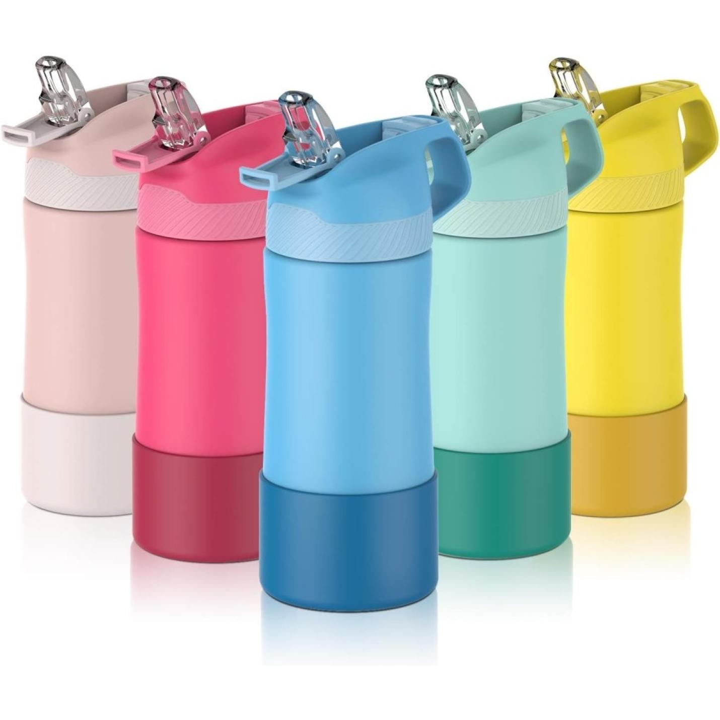 Drinkfles voor kinderen, 400ML met rietje Lekvrij, roestvrij staal Waterfles Kids, BPA-vrij thermosfles, kinderfles voor sport, outdoor, camping, fiets en school - happygetfit.com