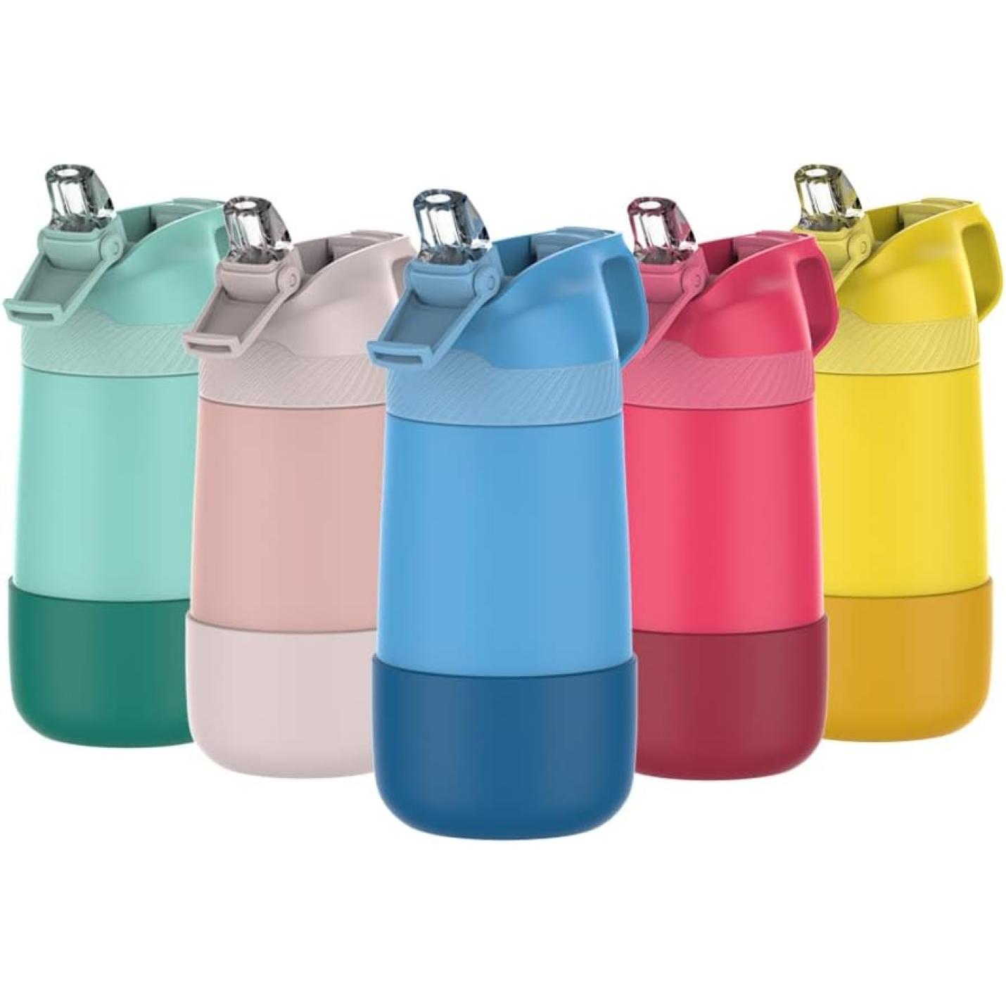 Drinkfles voor kinderen, 400ML met rietje Lekvrij, roestvrij staal Waterfles Kids, BPA-vrij thermosfles, kinderfles voor sport, outdoor, camping, fiets en school - happygetfit.com