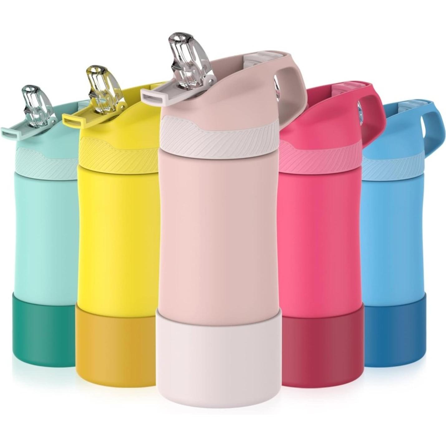 Drinkfles voor kinderen, 400ML met rietje Lekvrij, roestvrij staal Waterfles Kids, BPA-vrij thermosfles, kinderfles voor sport, outdoor, camping, fiets en school - happygetfit.com