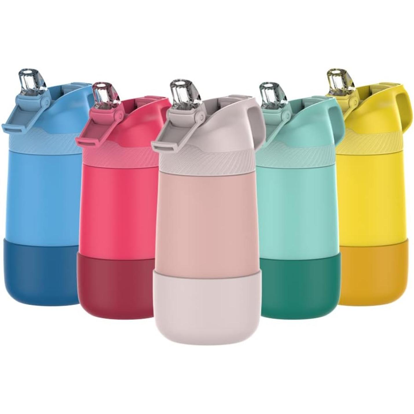 Drinkfles voor kinderen, 400ML met rietje Lekvrij, roestvrij staal Waterfles Kids, BPA-vrij thermosfles, kinderfles voor sport, outdoor, camping, fiets en school - happygetfit.com