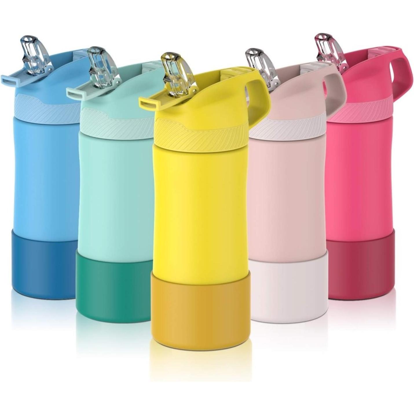 Drinkfles voor kinderen, 400ML met rietje Lekvrij, roestvrij staal Waterfles Kids, BPA-vrij thermosfles, kinderfles voor sport, outdoor, camping, fiets en school - happygetfit.com