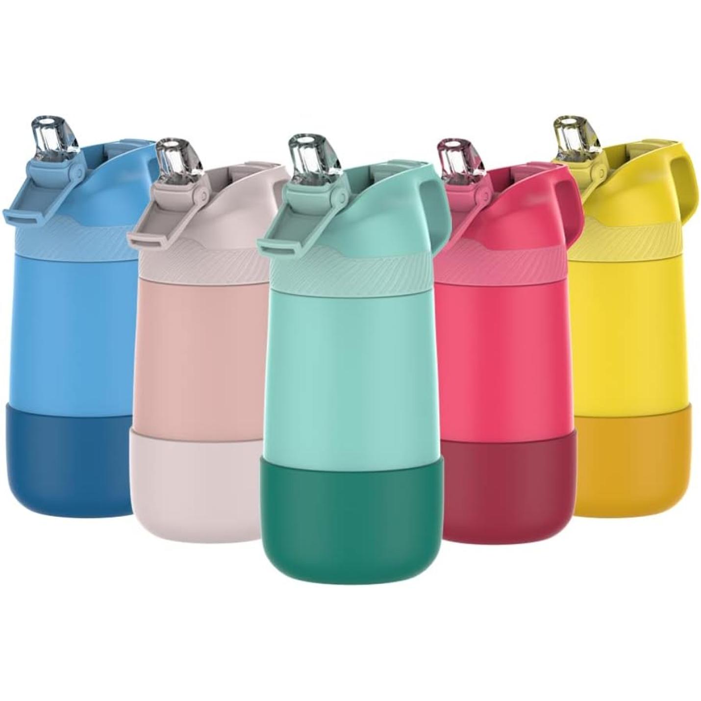 Drinkfles voor kinderen, 400ML met rietje Lekvrij, roestvrij staal Waterfles Kids, BPA-vrij thermosfles, kinderfles voor sport, outdoor, camping, fiets en school - happygetfit.com