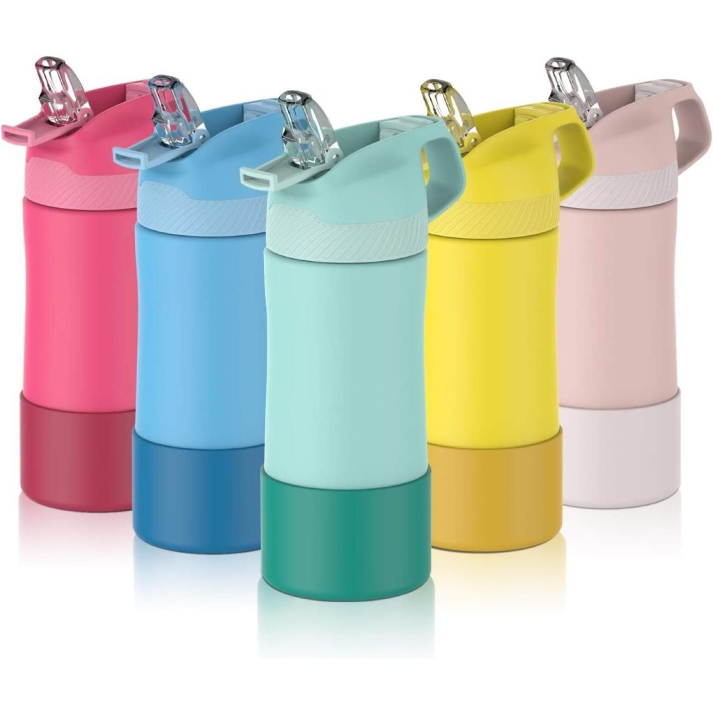 Drinkfles voor kinderen, 400ML met rietje Lekvrij, roestvrij staal Waterfles Kids, BPA-vrij thermosfles, kinderfles voor sport, outdoor, camping, fiets en school - happygetfit.com