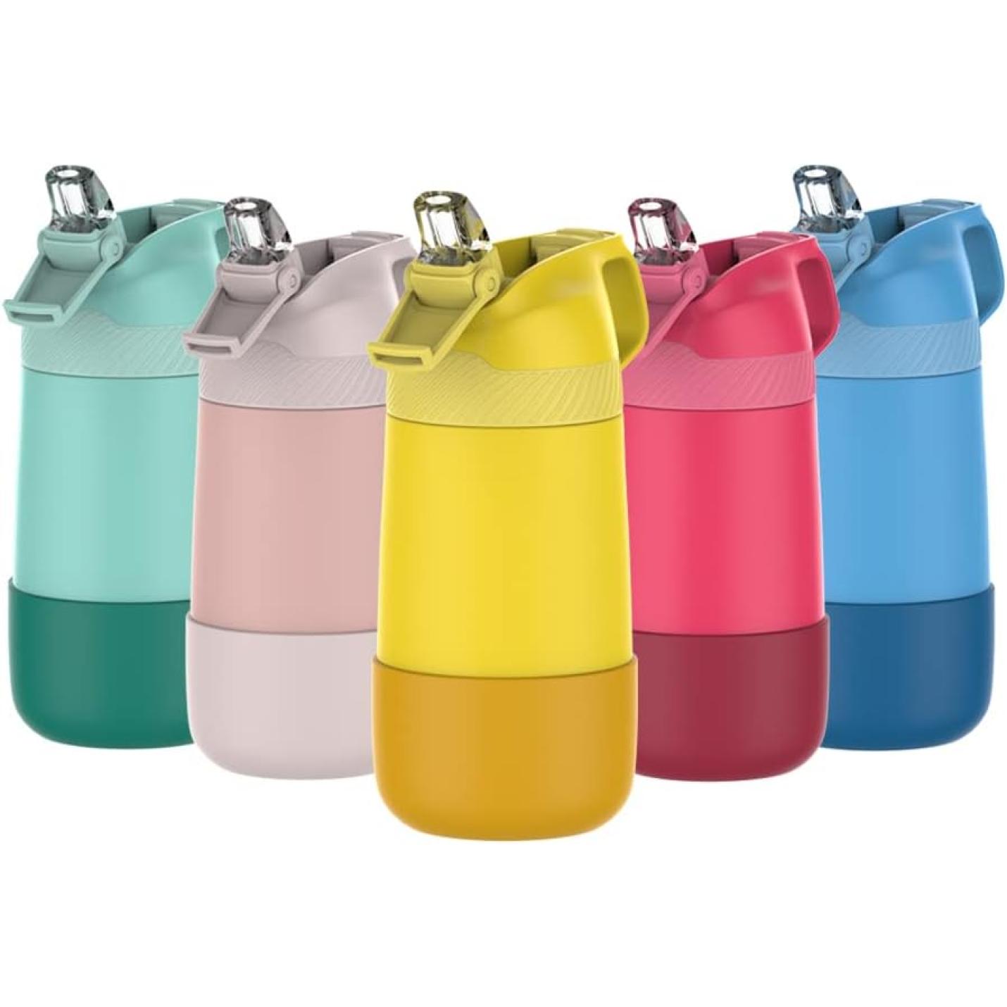 Drinkfles voor kinderen, 400ML met rietje Lekvrij, roestvrij staal Waterfles Kids, BPA-vrij thermosfles, kinderfles voor sport, outdoor, camping, fiets en school - happygetfit.com