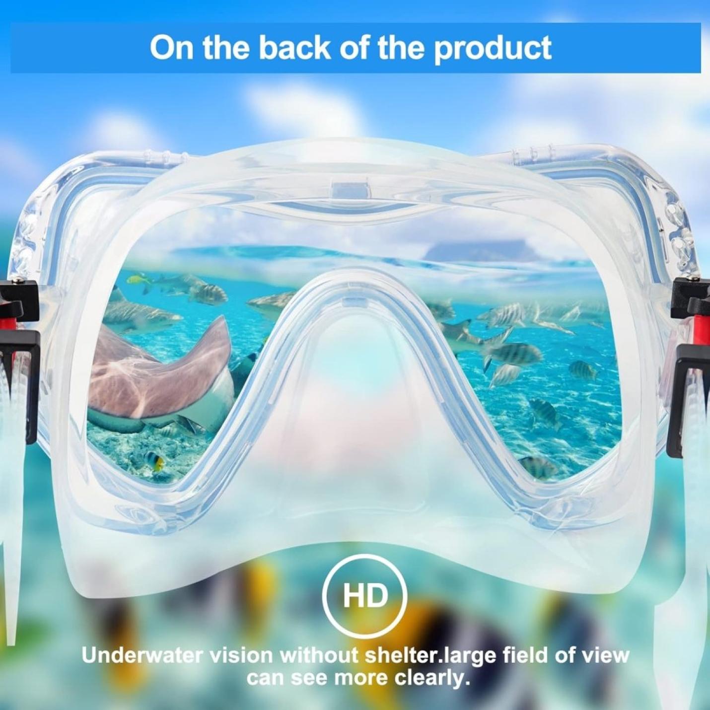 Duikmasker voor volwassenen, professionele snorkelbril, anti-lek duikbril, 180° pano anti-condens, zwembril, gehard glas, duikapparaat masker, verstelbare siliconen band voor snorkelen en zwemmen - happygetfit.com