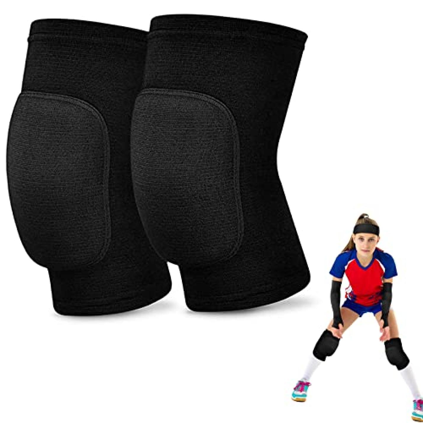 Elastische kniebeschermers, volleybal, kniebeschermers, 1 paar verdikking, anti-botsing, kniebescherming, kniebrace, voor volleybal, joggen, basketbal, tennis, voetbal en vechtsport - happygetfit.com