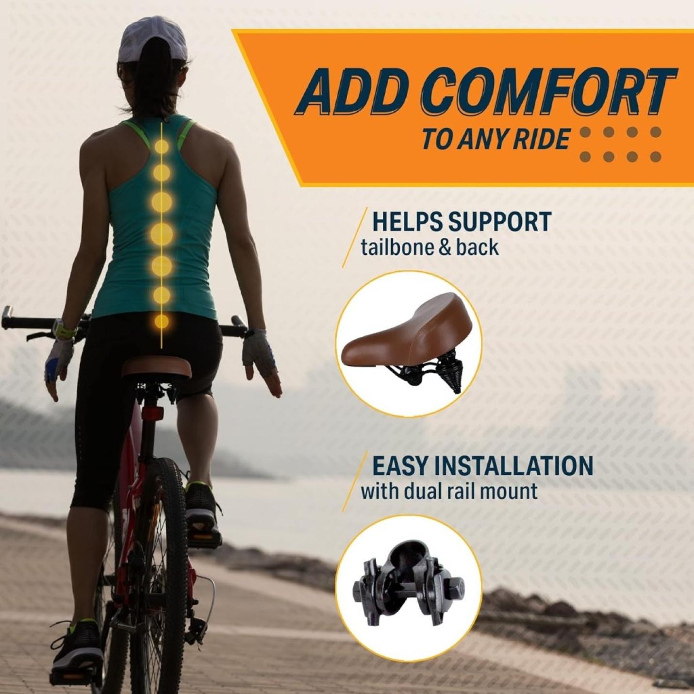 Extra groot comfortabel comfort fietszadel: reserve-fietszadel - universele pasvorm voor training en outdoor fietsen breed zacht gevoerd fietszadel voor dames en heren - happygetfit.com