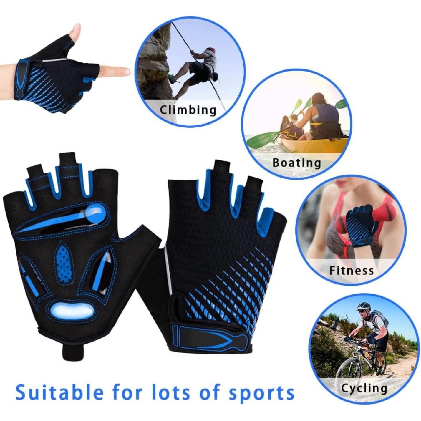 Fietshandschoenen met halve vingers - Gel gevoerde vingerloze fietshandschoenen - ademende MTB-handschoenen voor mannen en vrouwen - Schokabsorberende antislip fietshandschoenen voor sport, - happygetfit.com