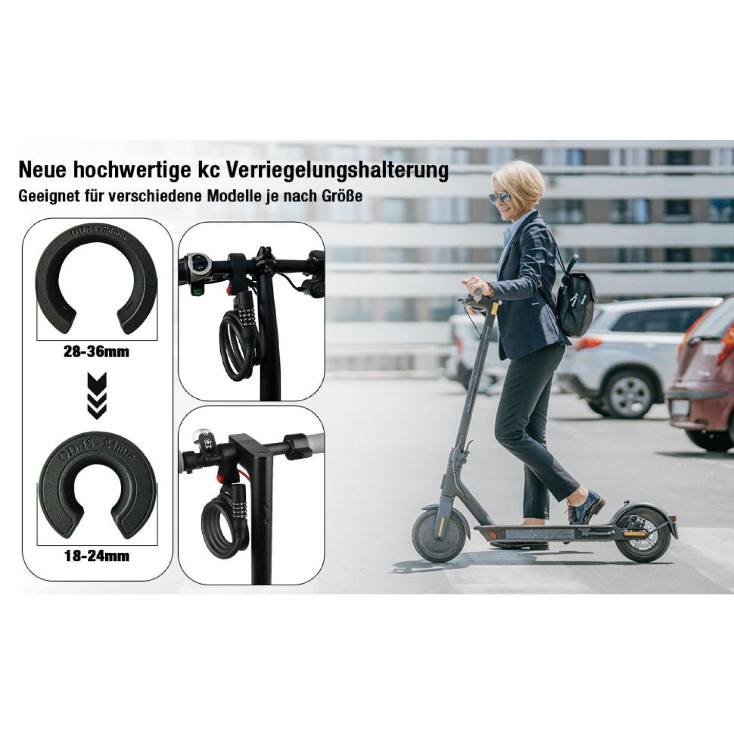 Fietsslot cijferslot E-scooter slot T-style compatibel met Xiaomi M365/Pro2/Max/Ninebot/F/GXL Essential scooter/fiets/motor 1,2 m/12 mm anti-diefstal ideaal slot 12 stalen kabel autoslot - happygetfit.com